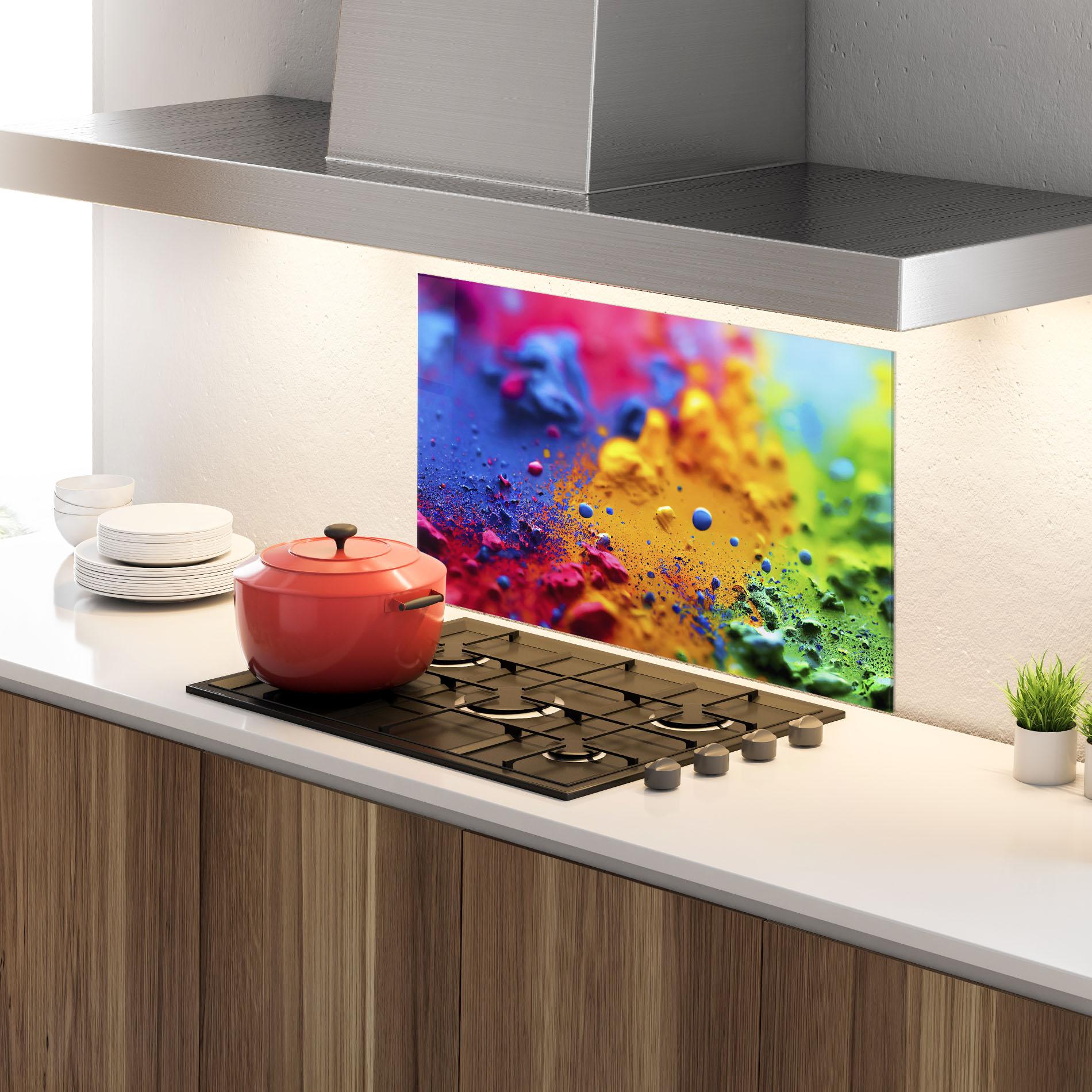 Panou Sticla Bucatarie Acrylic Yellow Texture mockup 4