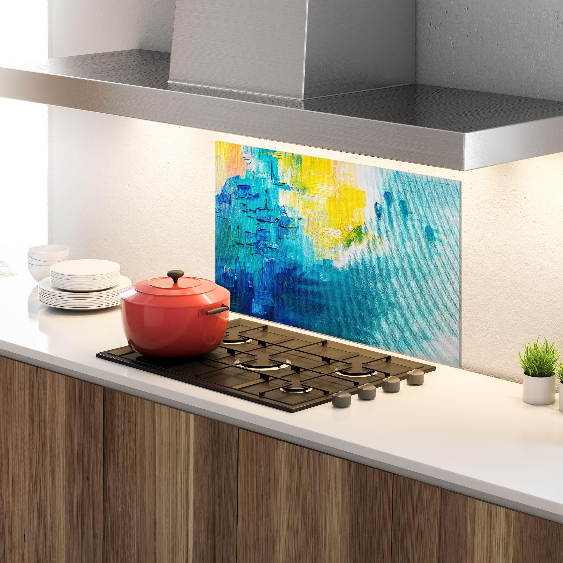 Panou Sticla Bucatarie Blue Hand Shade mockup 4