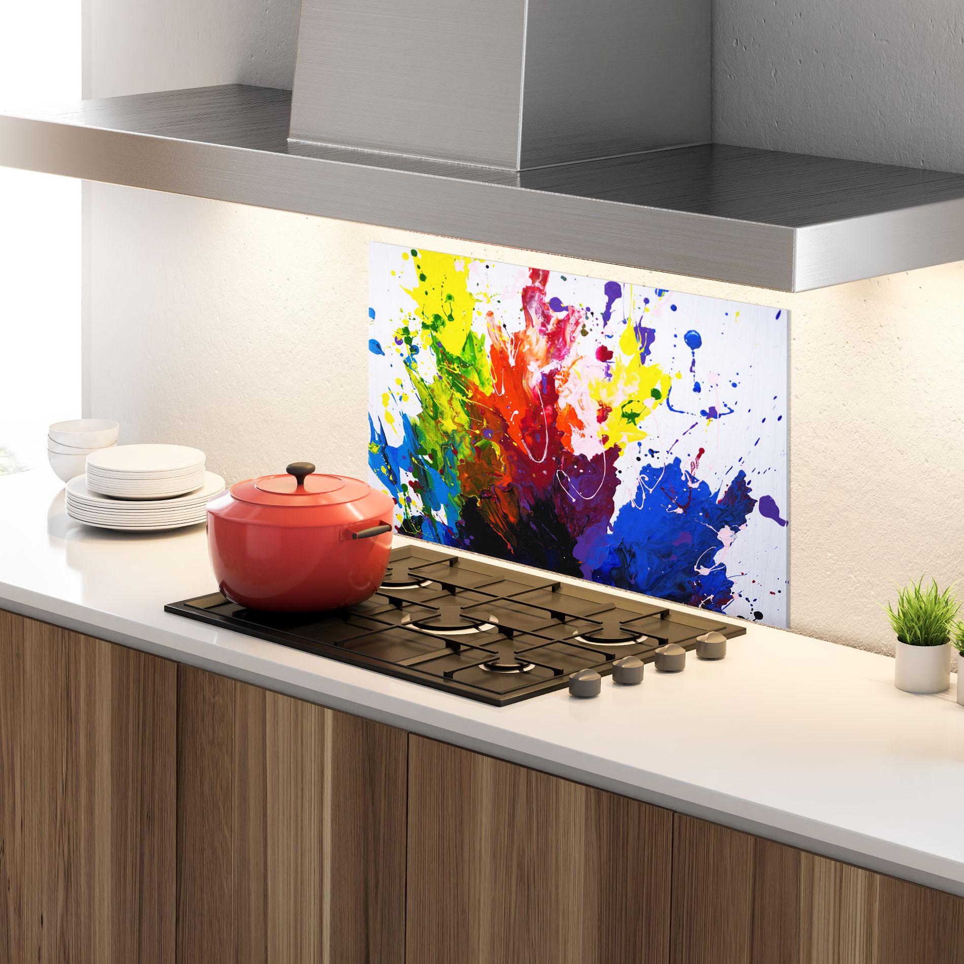 Panou Sticla Bucatarie Blue Purple Exploding mockup 4