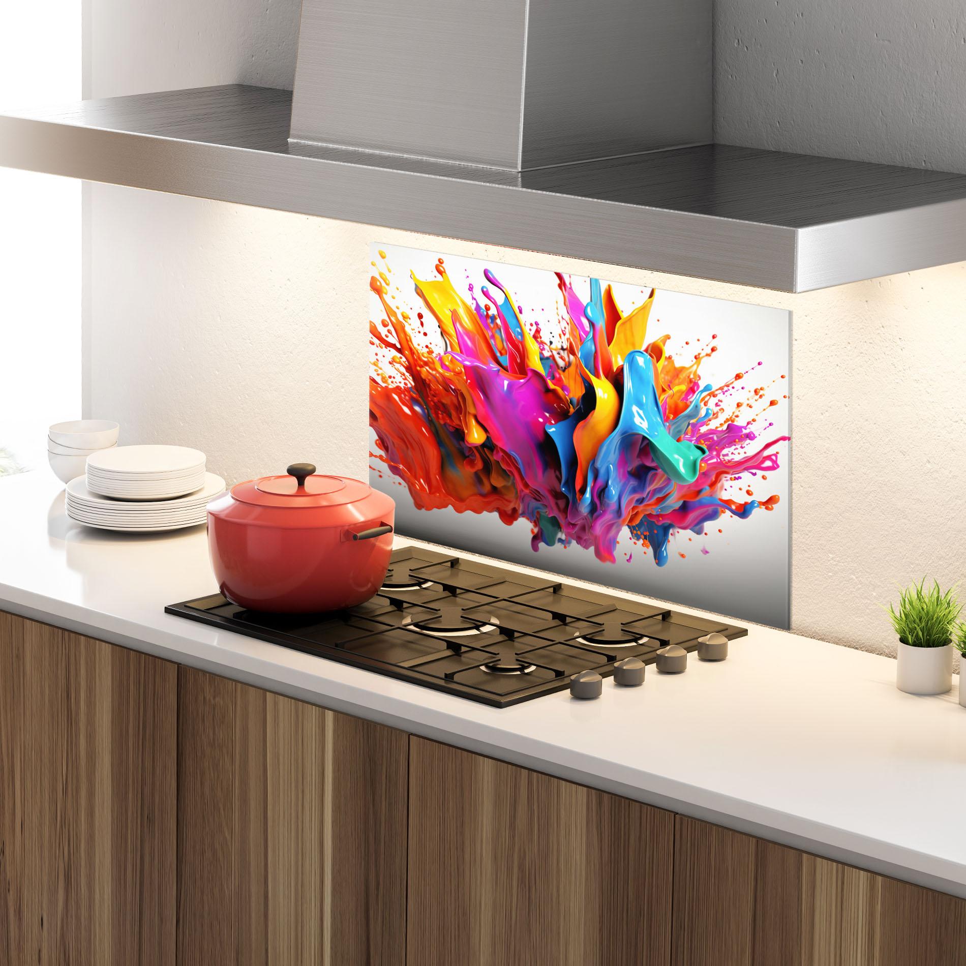 Panou Sticla Bucatarie Blue Yellow Splash mockup 4