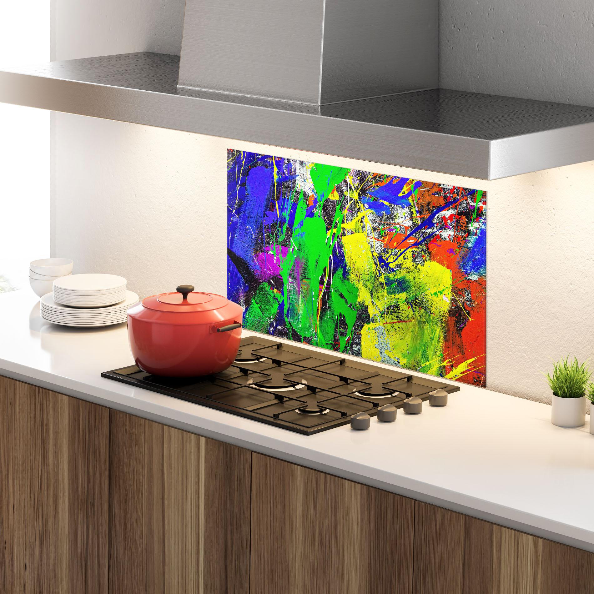 Panou Sticla Bucatarie Color Mix Abstract mockup 4