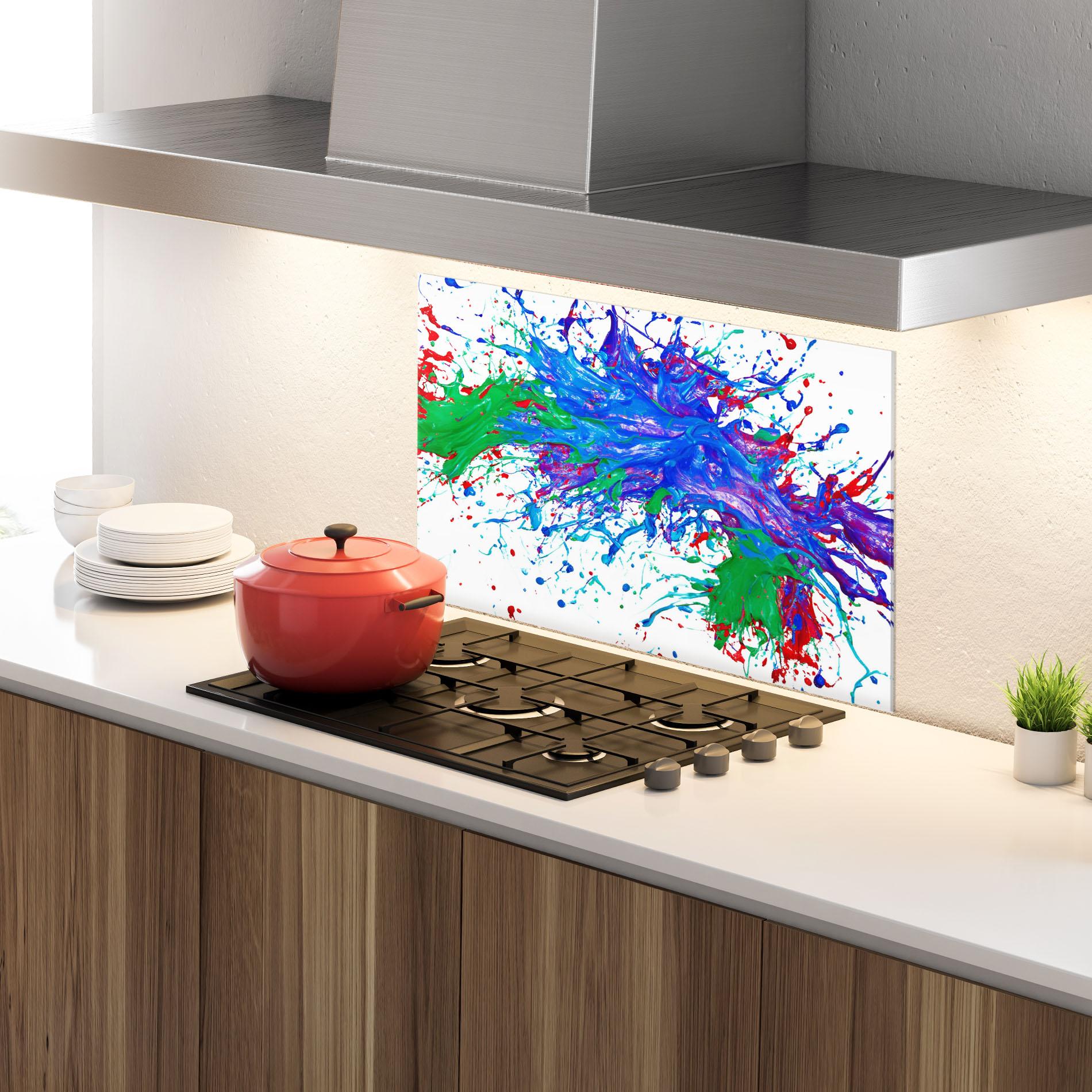 Panou Sticla Bucatarie Colorful Blue Purple mockup 4