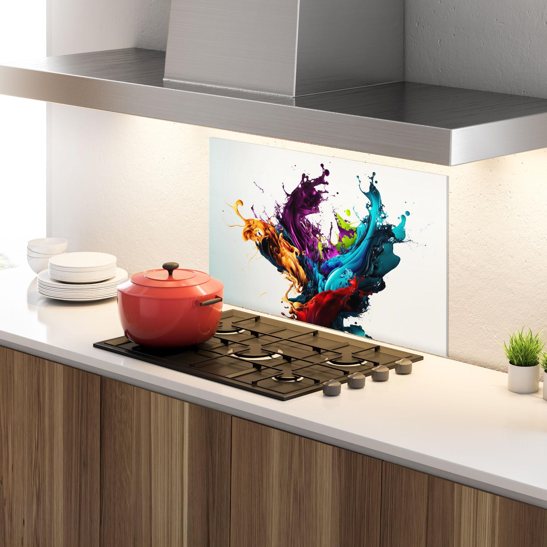 Panou Sticla Bucatarie Dark Purple Splash mockup 4