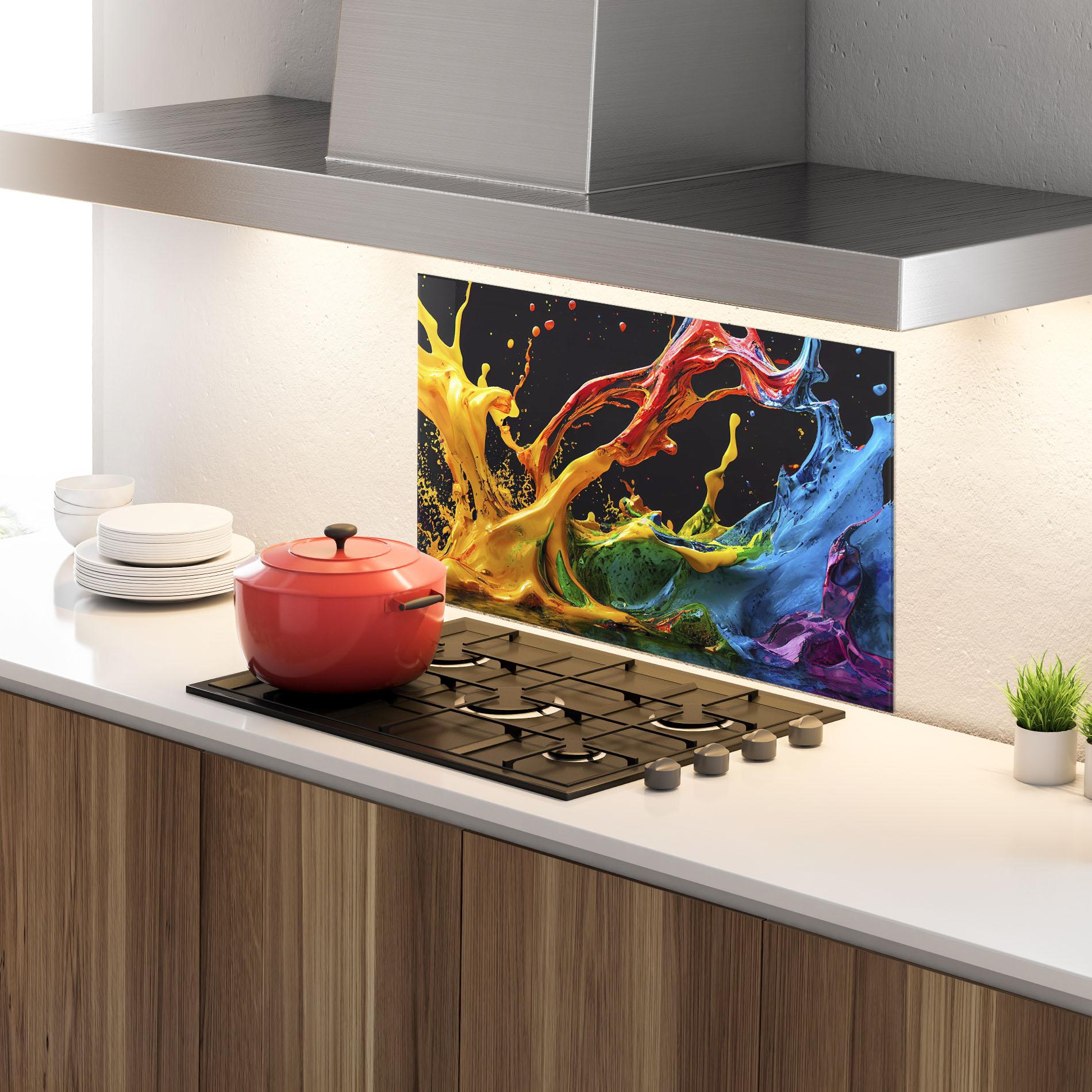 Panou Sticla Bucatarie Floating Yellow Splay mockup 4