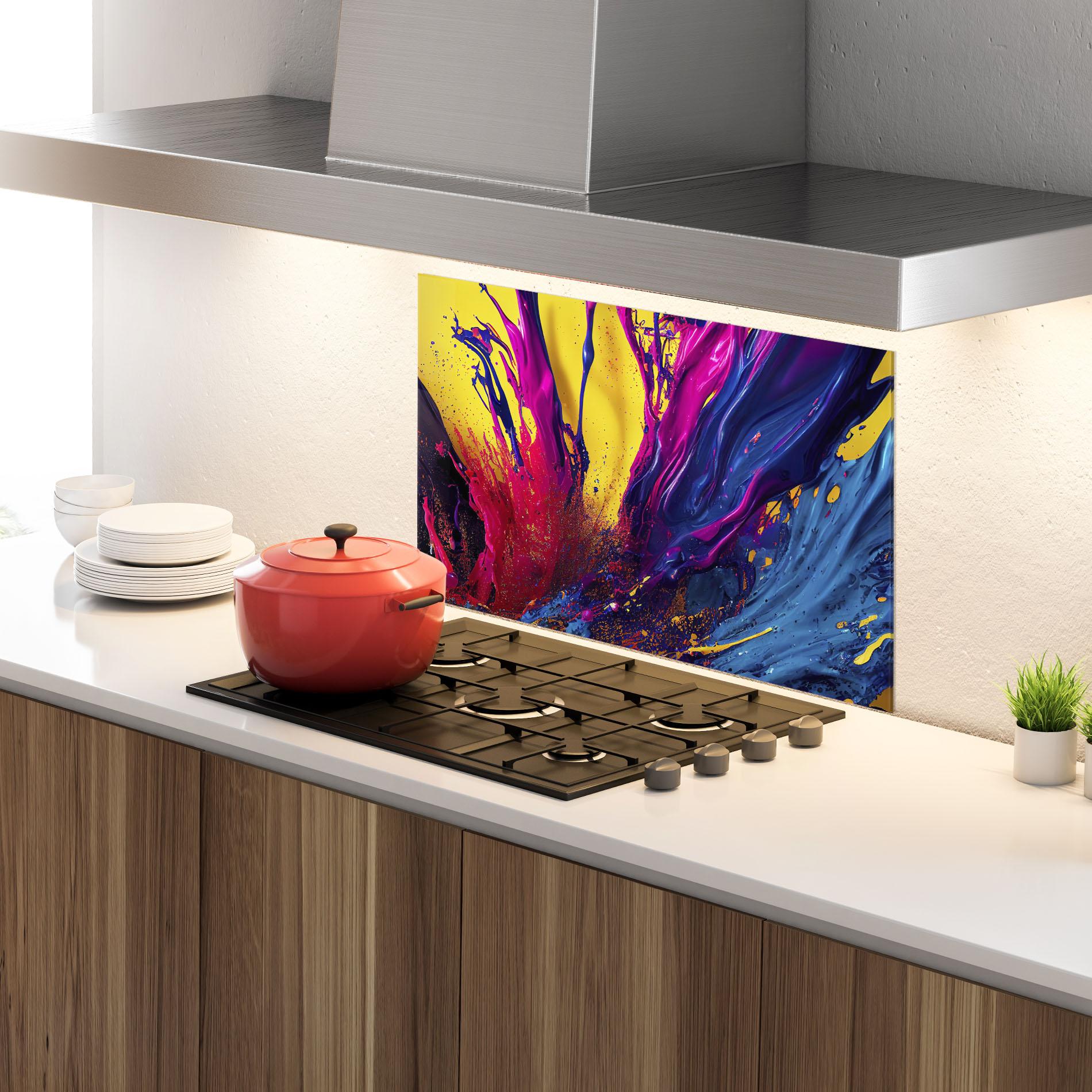 Panou Sticla Bucatarie Purple And Blue Splash mockup 4