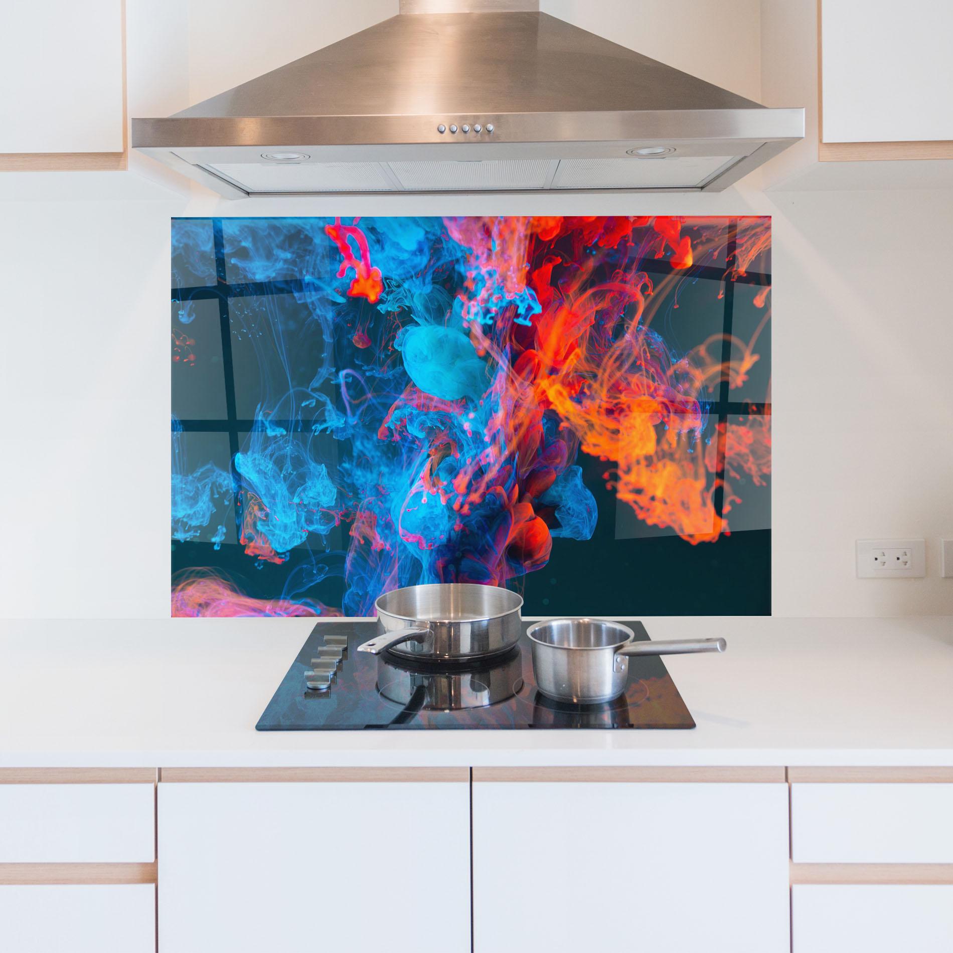 Panou Sticla Bucatarie Abstract Blue And Red mockup 5