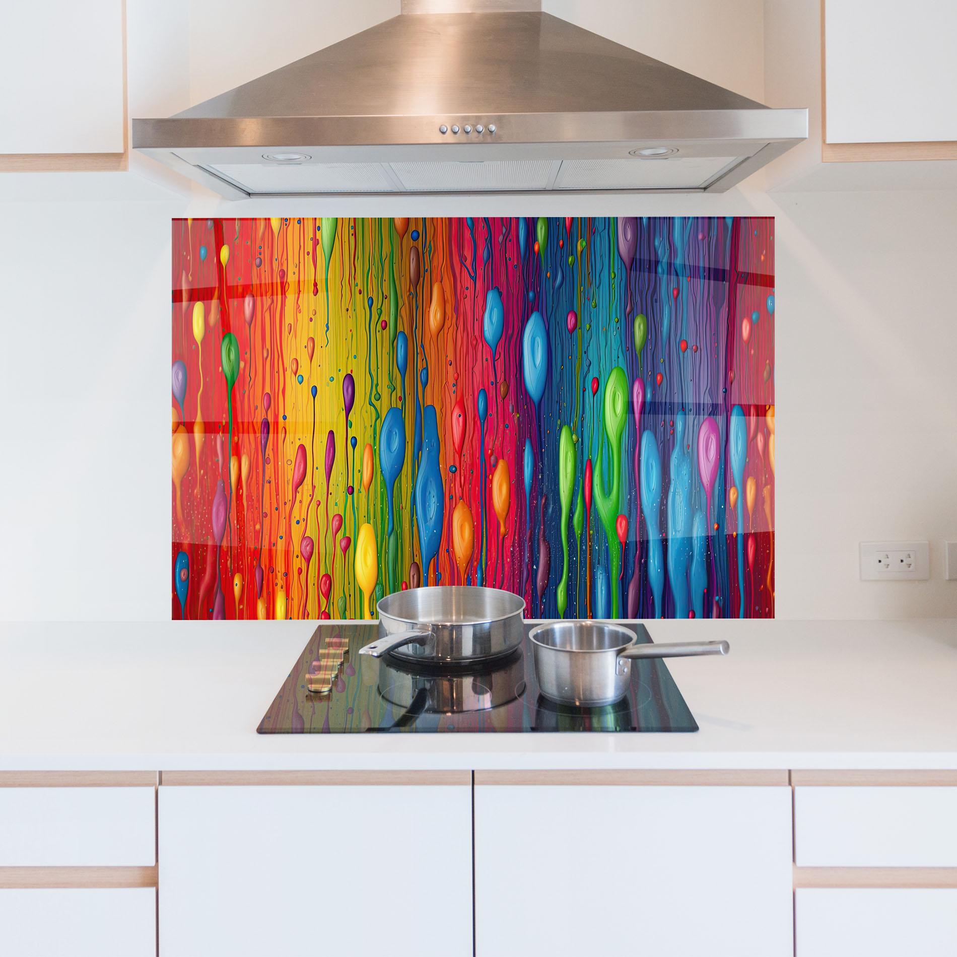 Panou Sticla Bucatarie Abstract Rainbow Pattern mockup 5