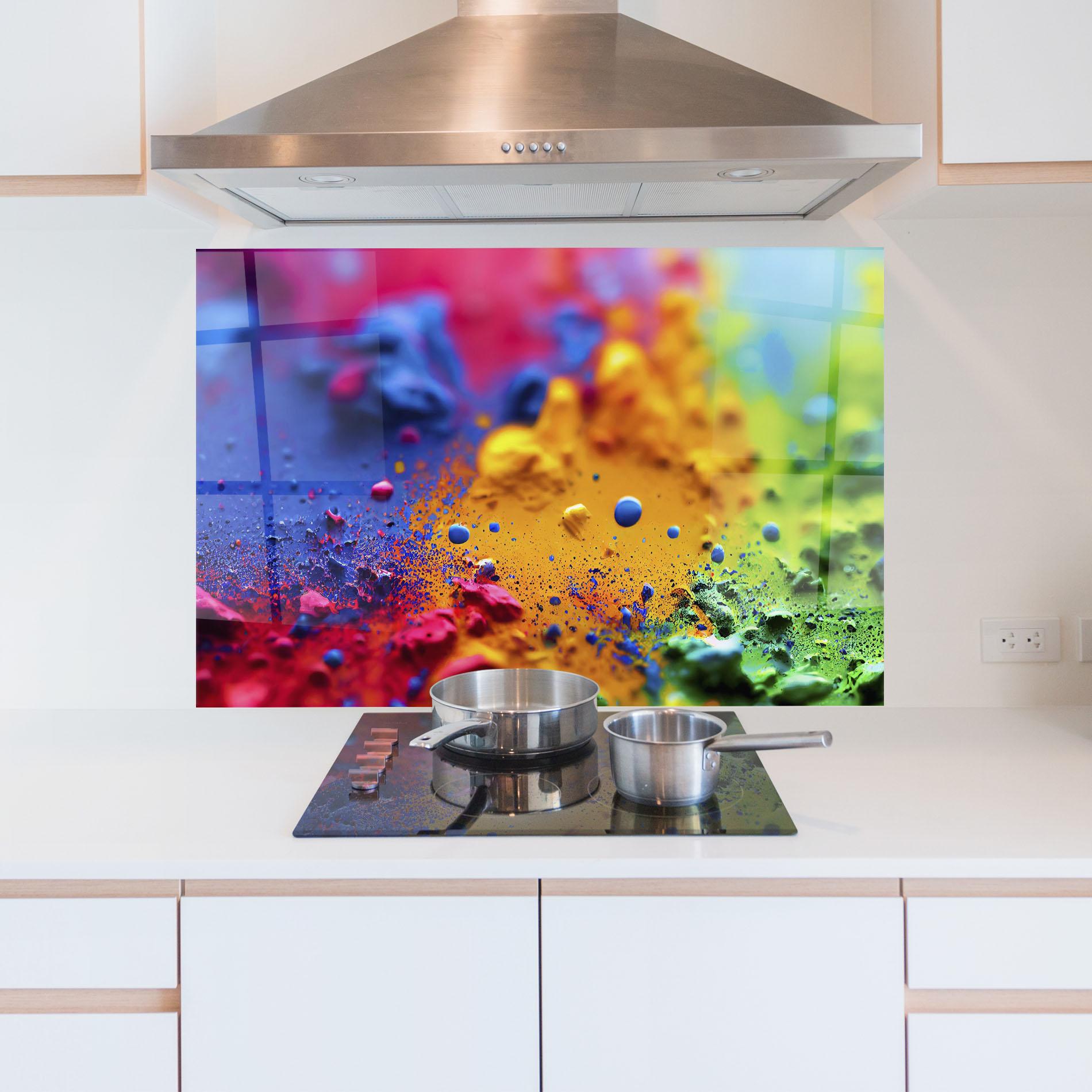 Panou Sticla Bucatarie Acrylic Yellow Texture mockup 5