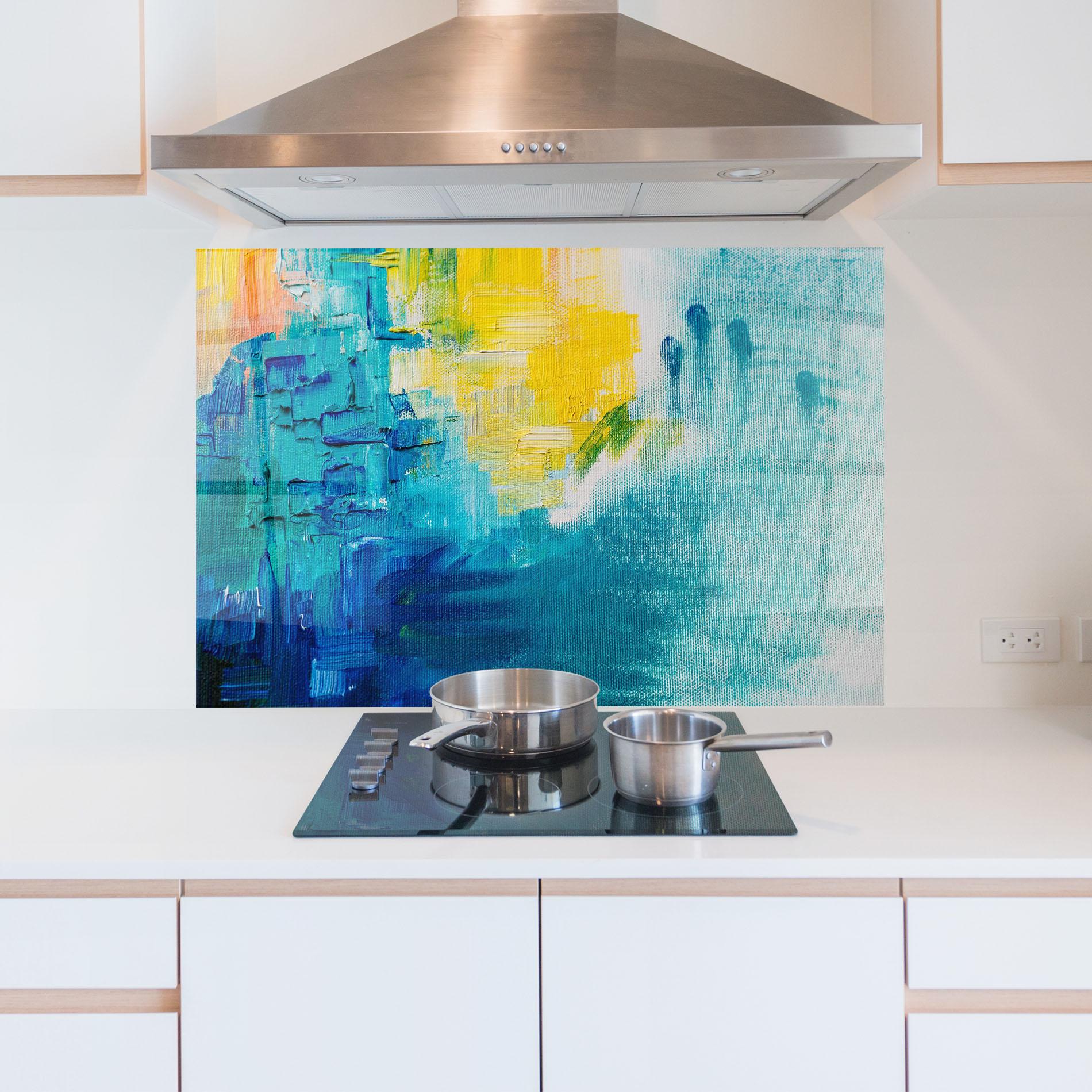 Panou Sticla Bucatarie Blue Hand Shade mockup 5