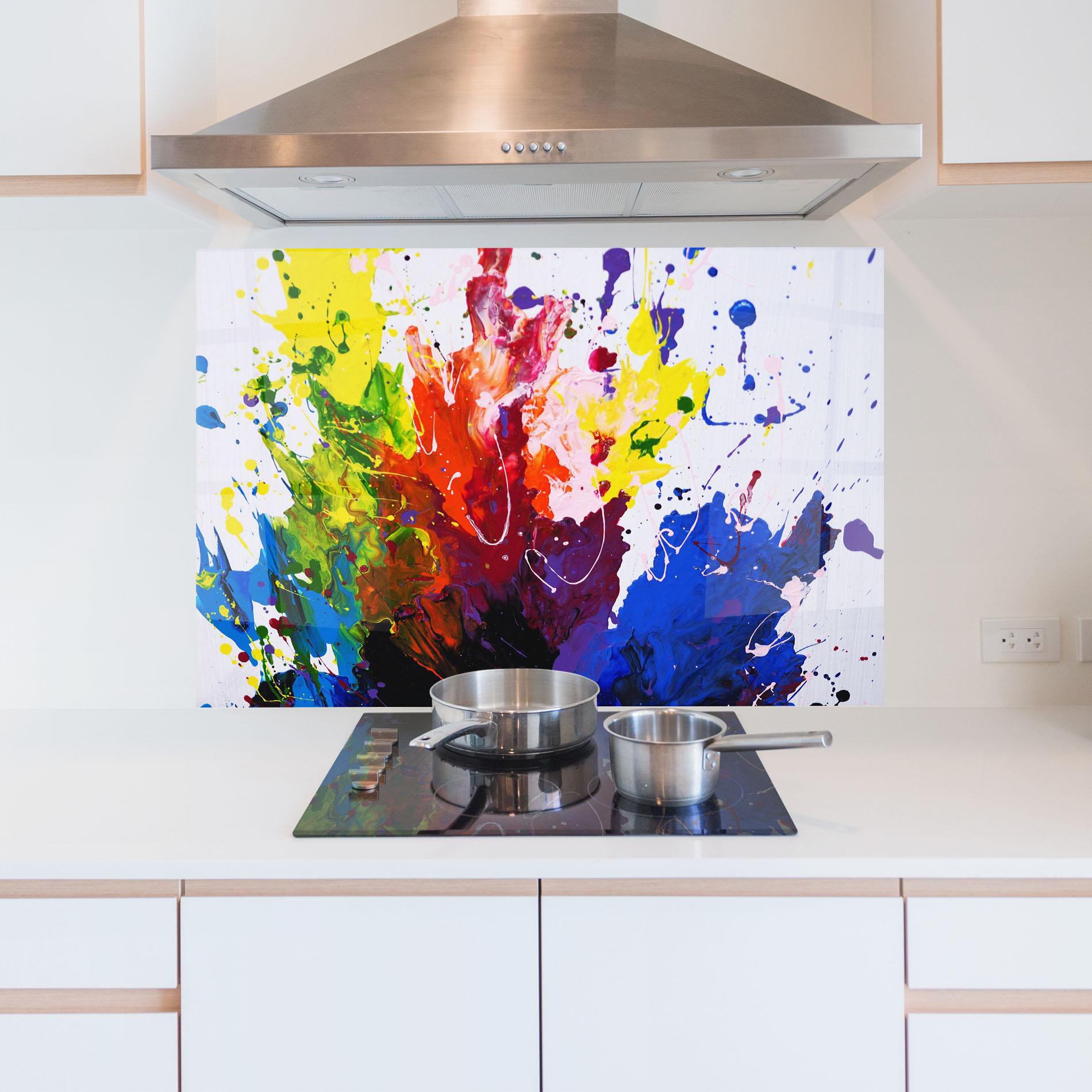 Panou Sticla Bucatarie Blue Purple Exploding mockup 5