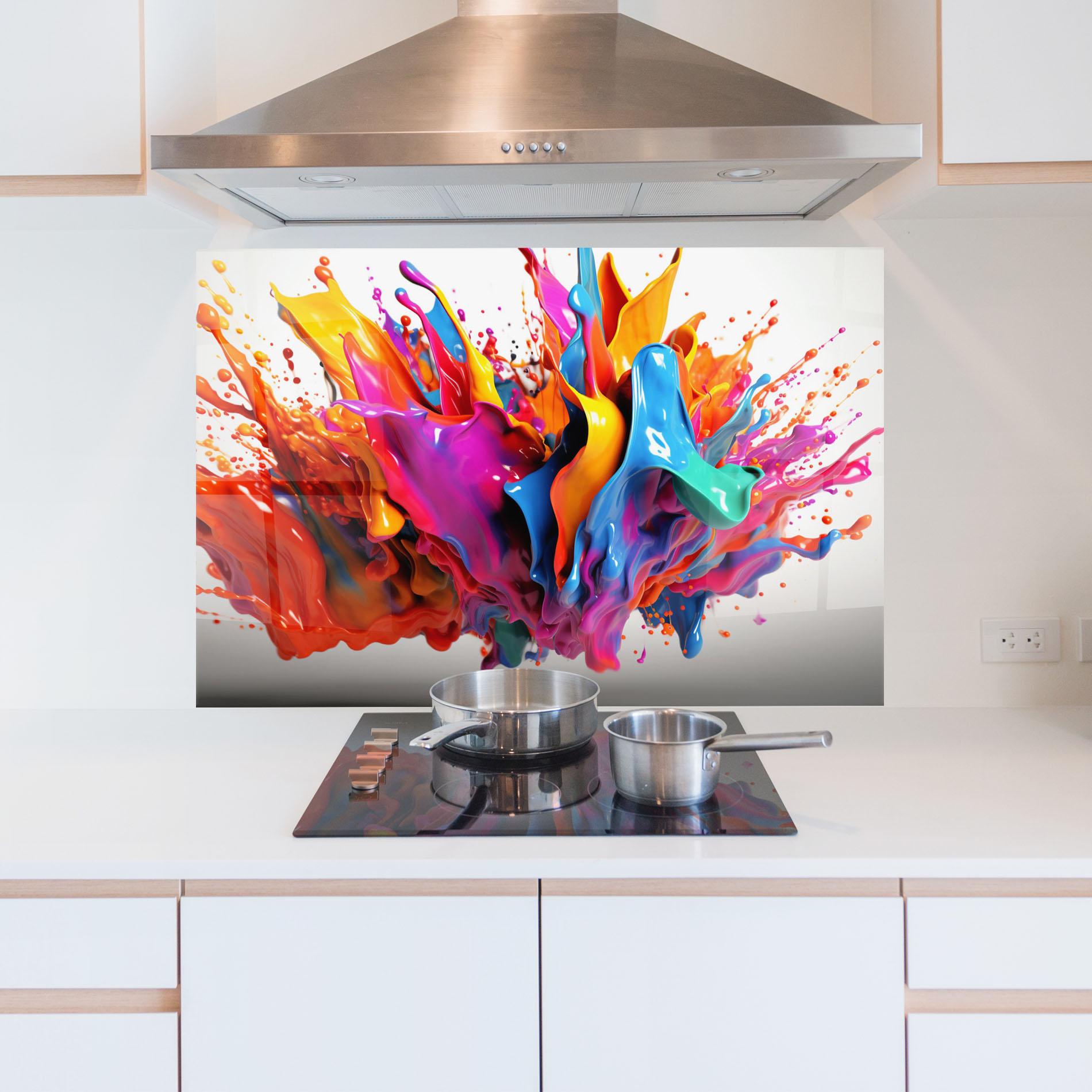 Panou Sticla Bucatarie Blue Yellow Splash mockup 5