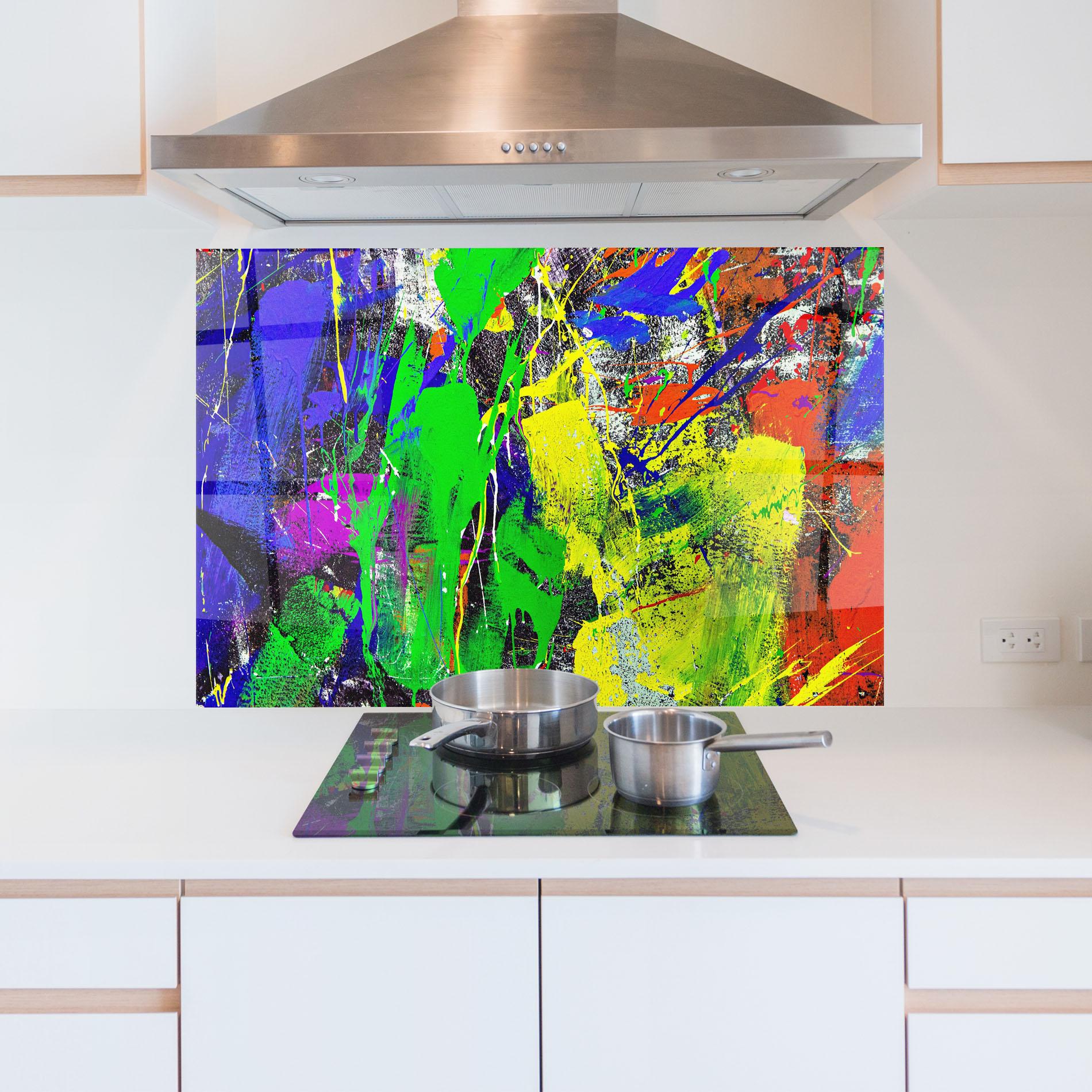 Panou Sticla Bucatarie Color Mix Abstract mockup 5