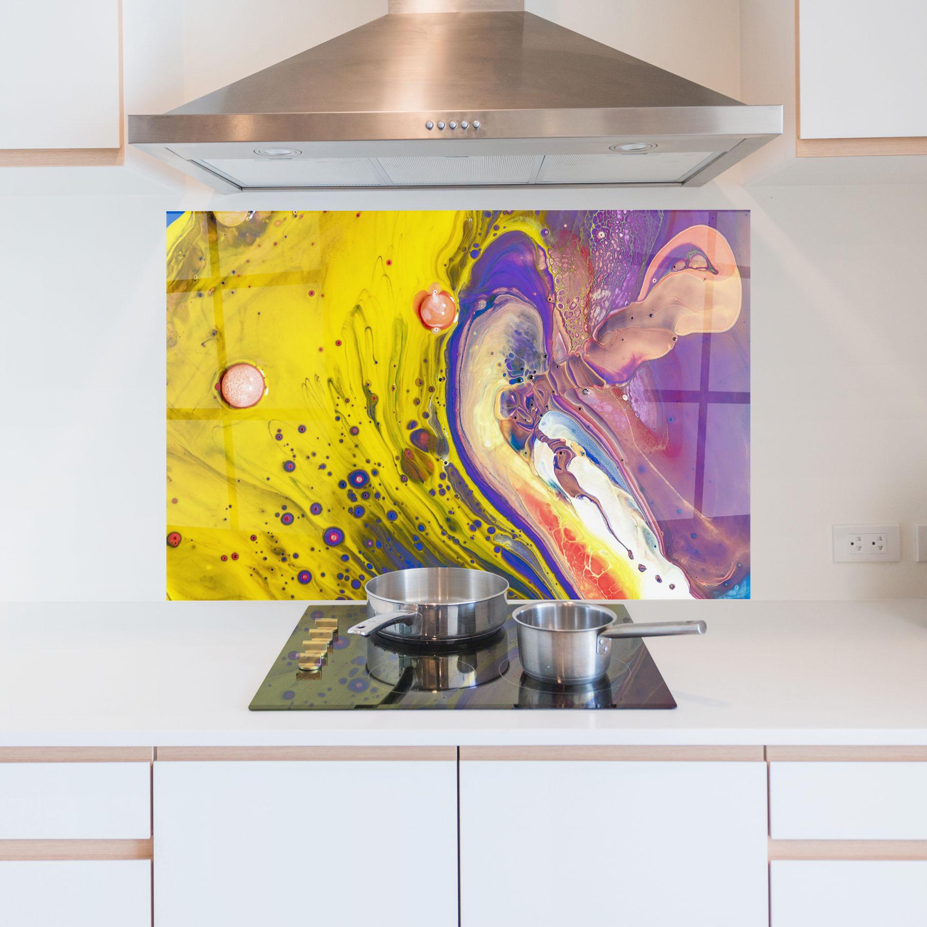 Panou Sticla Bucatarie Colorful Liquid Marble mockup 5