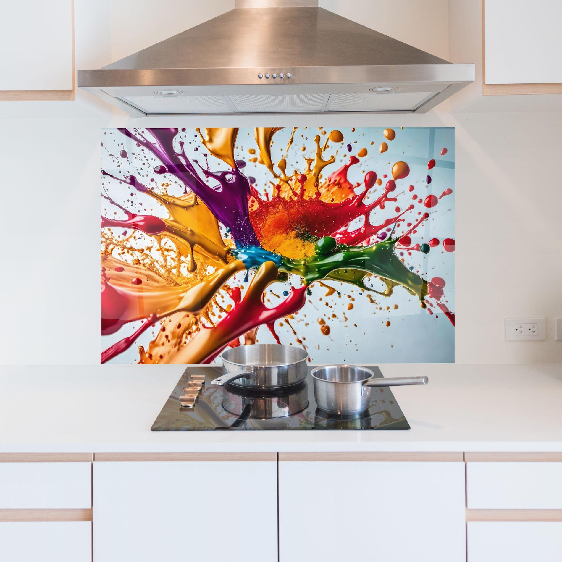 Panou Sticla Bucatarie Colorful Yellow Rainbow mockup 5