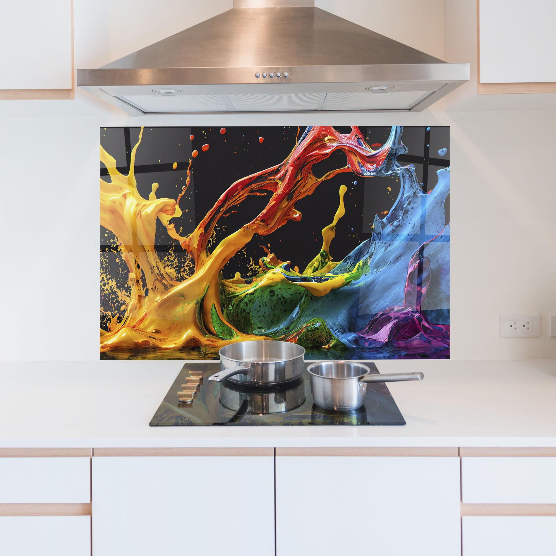 Panou Sticla Bucatarie Floating Yellow Splay mockup 5