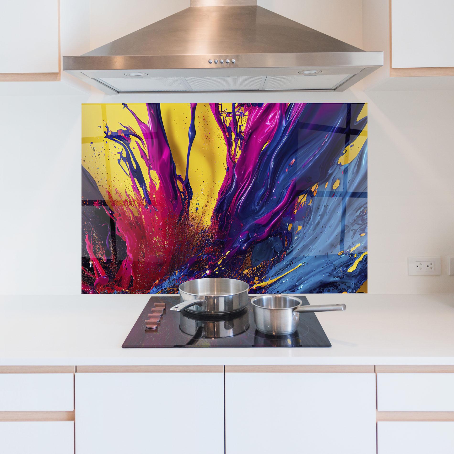 Panou Sticla Bucatarie Purple And Blue Splash mockup 5