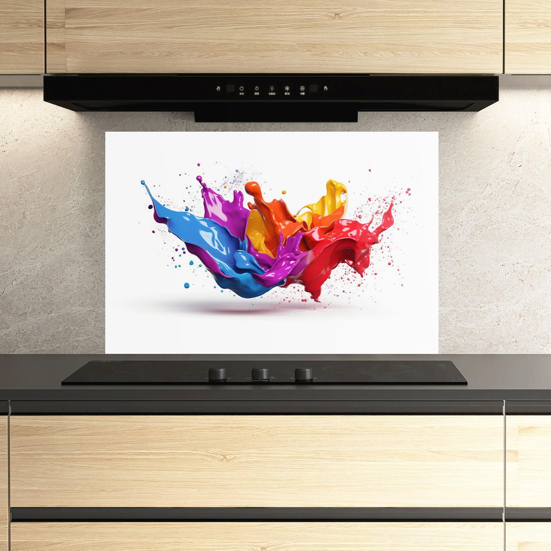 Panou Sticla Bucatarie 3d Floating Splash mockup 3