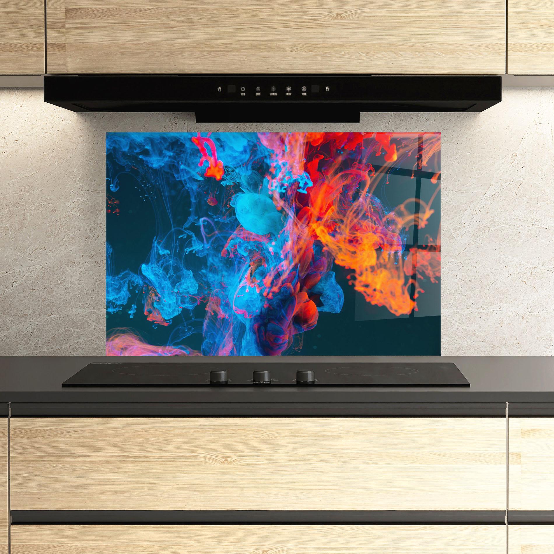 Panou Sticla Bucatarie Abstract Blue And Red mockup 3