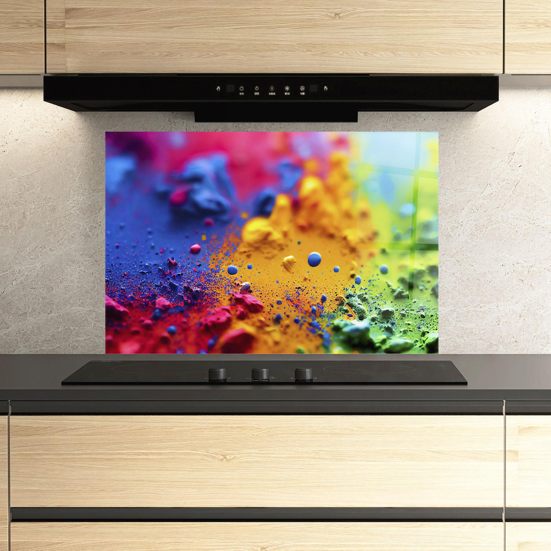 Panou Sticla Bucatarie Acrylic Yellow Texture mockup 3