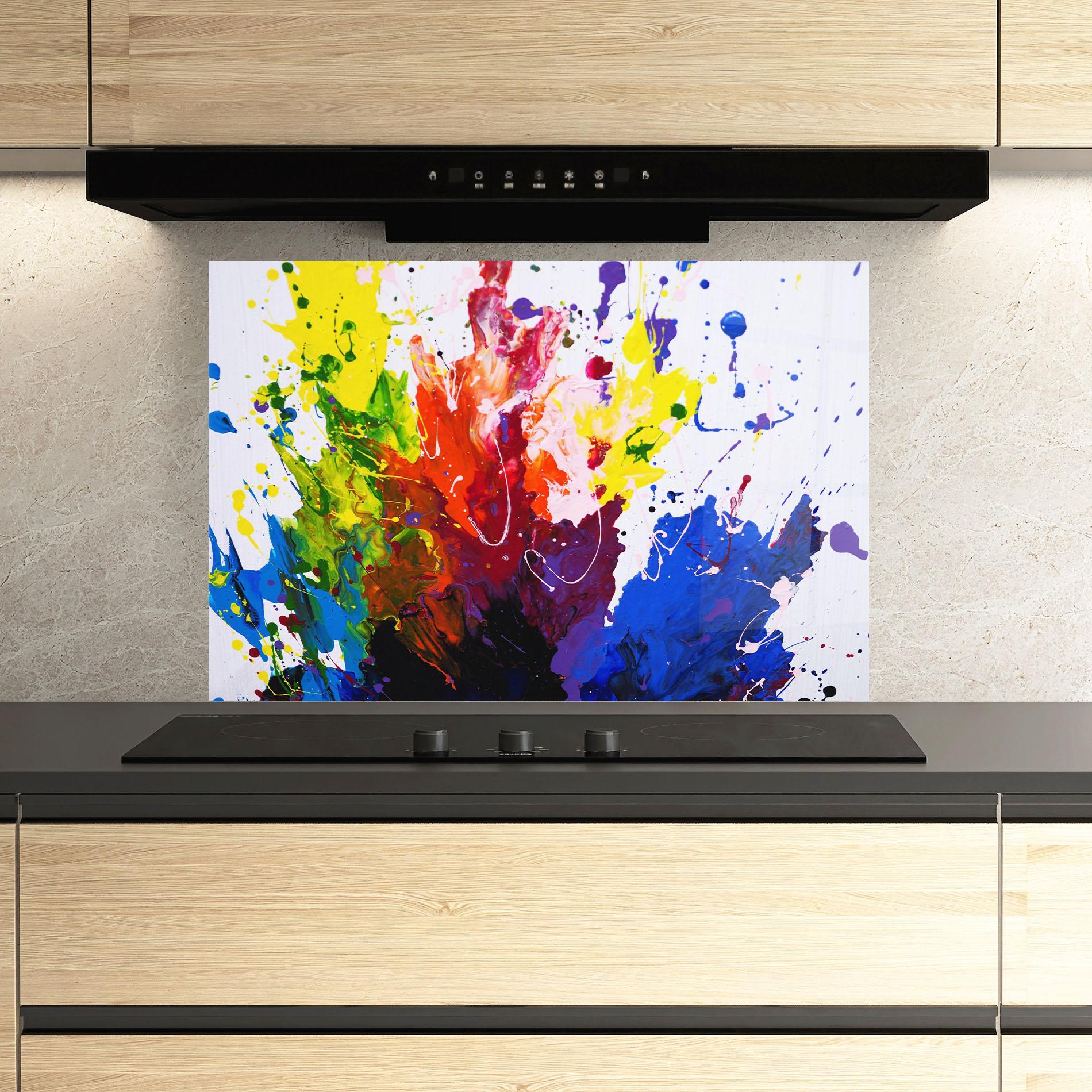 Panou Sticla Bucatarie Blue Purple Exploding mockup 3