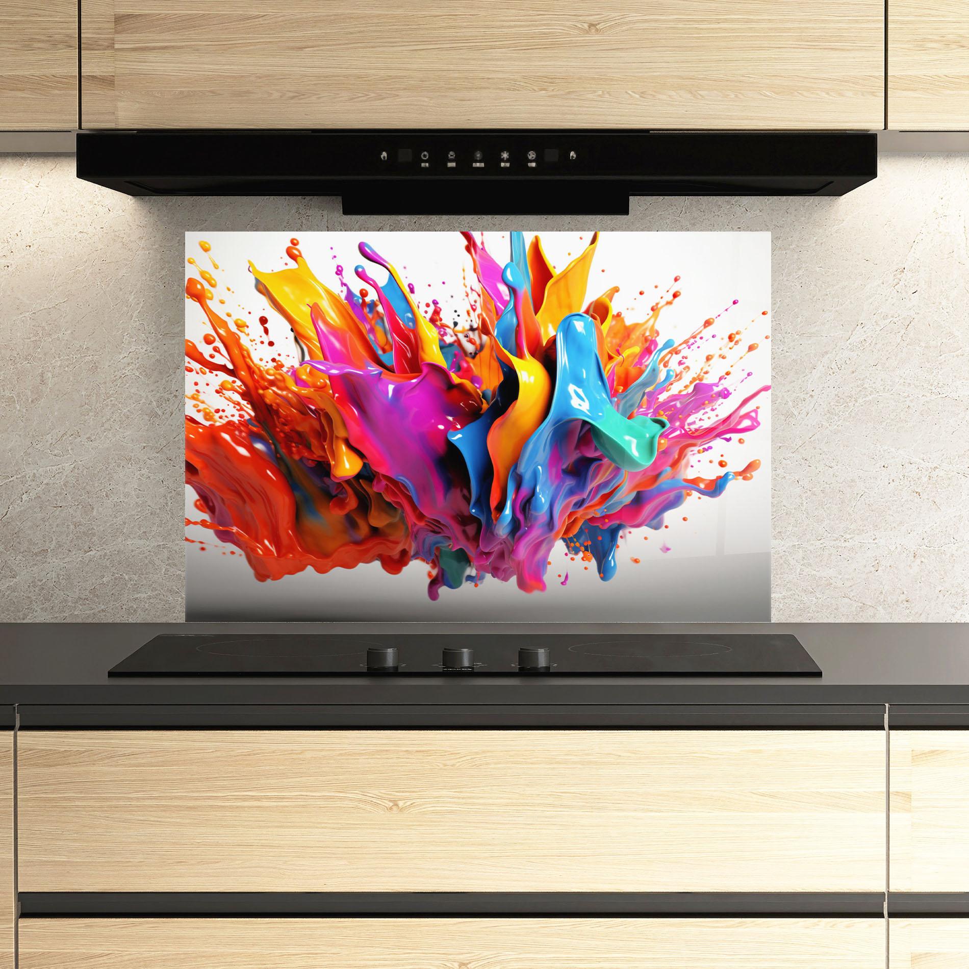 Panou Sticla Bucatarie Blue Yellow Splash mockup 3