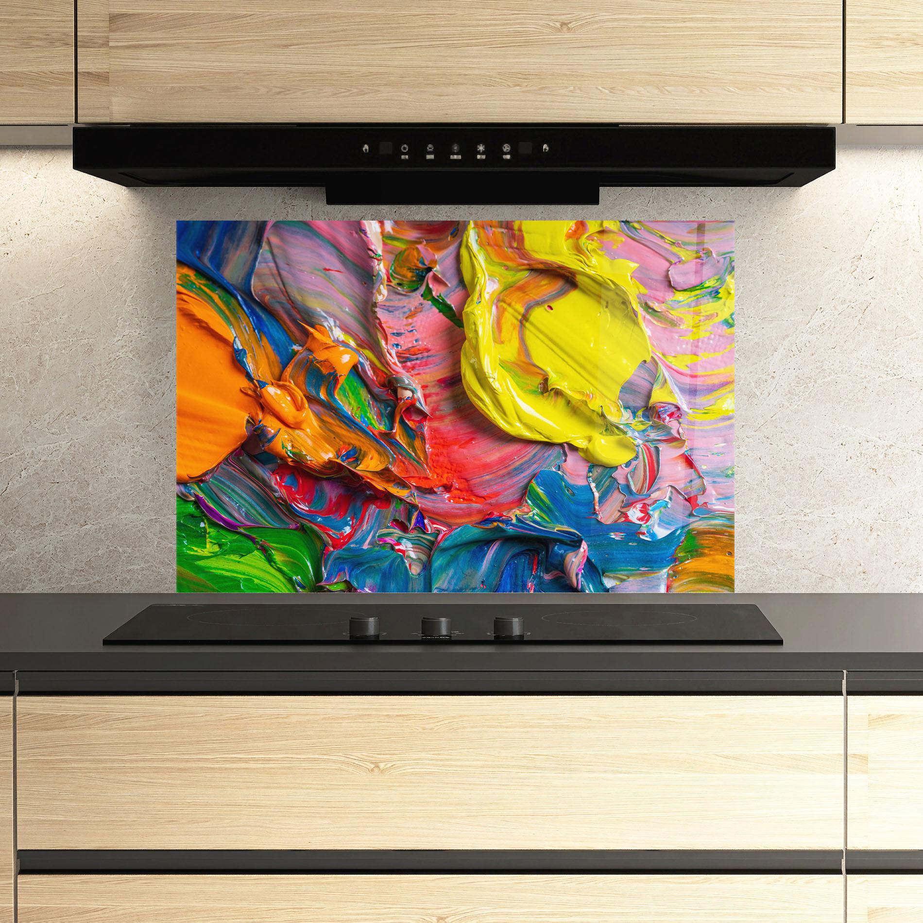 Panou Sticla Bucatarie Bright Oil Colors mockup 3