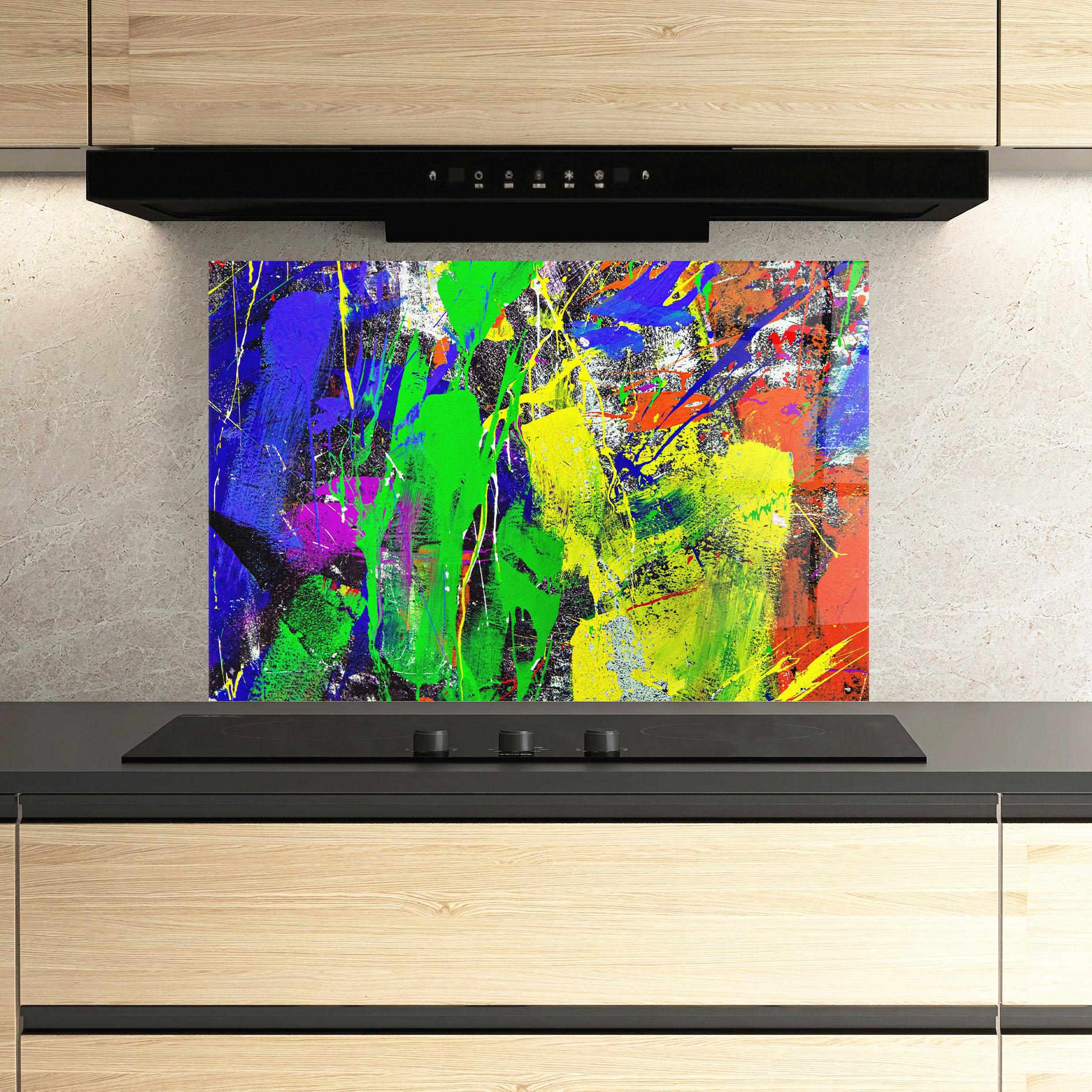 Panou Sticla Bucatarie Color Mix Abstract mockup 3