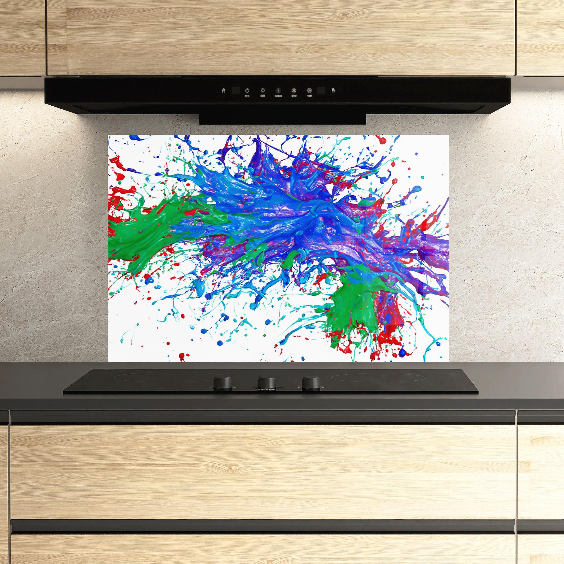 Panou Sticla Bucatarie Colorful Blue Purple mockup 3