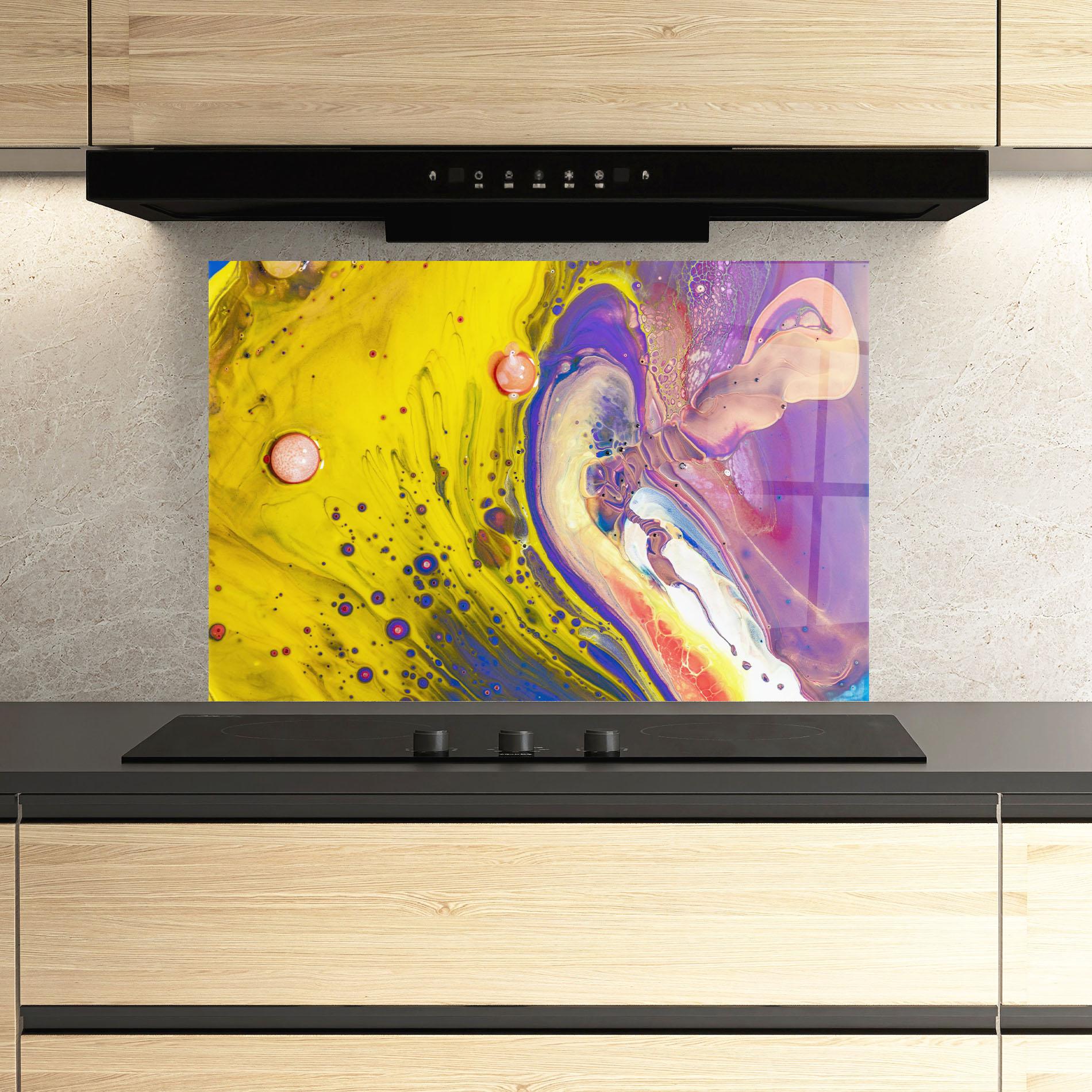 Panou Sticla Bucatarie Colorful Liquid Marble mockup 3