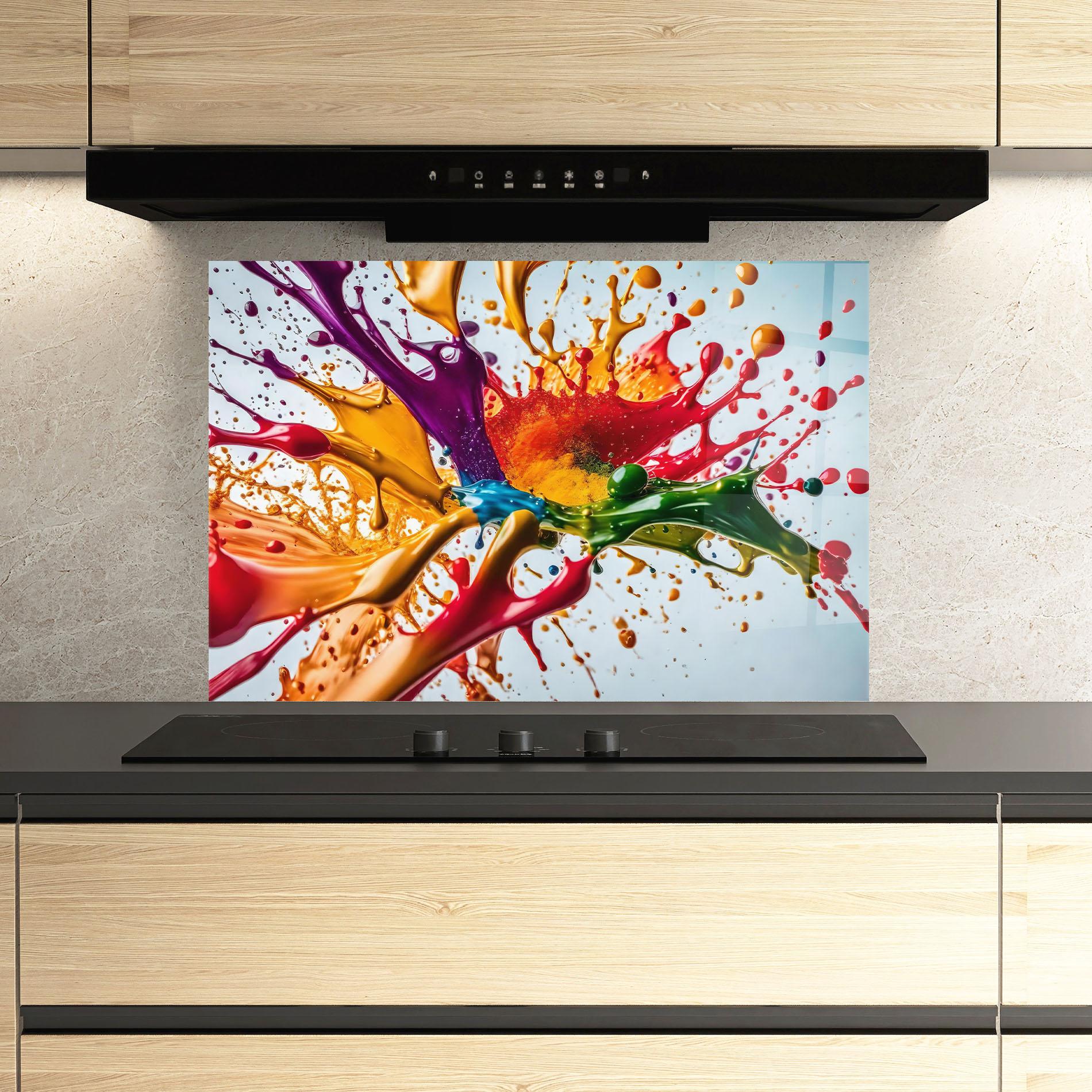 Panou Sticla Bucatarie Colorful Yellow Rainbow mockup 3