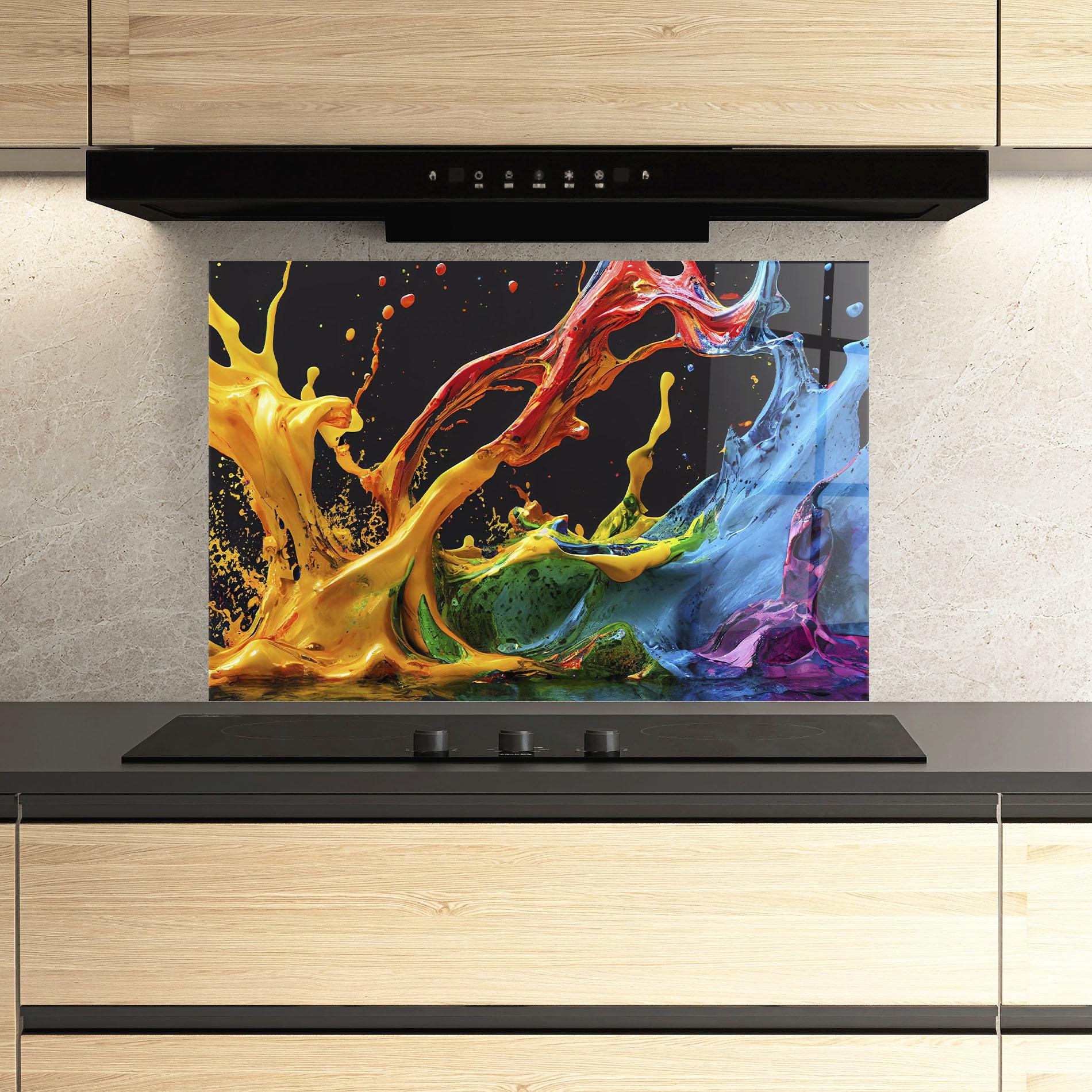 Panou Sticla Bucatarie Floating Yellow Splay mockup 3