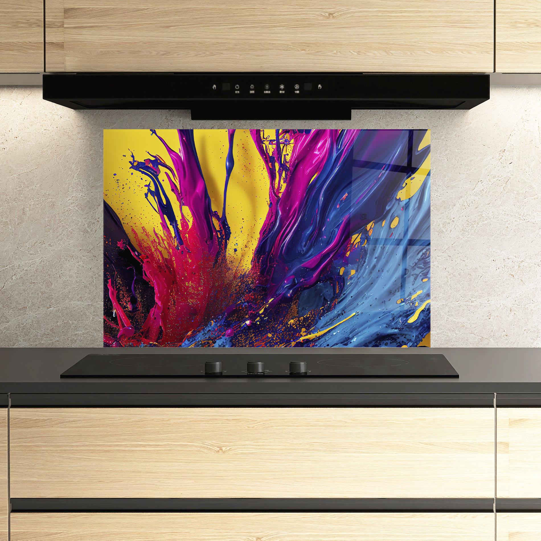 Panou Sticla Bucatarie Purple And Blue Splash mockup 3