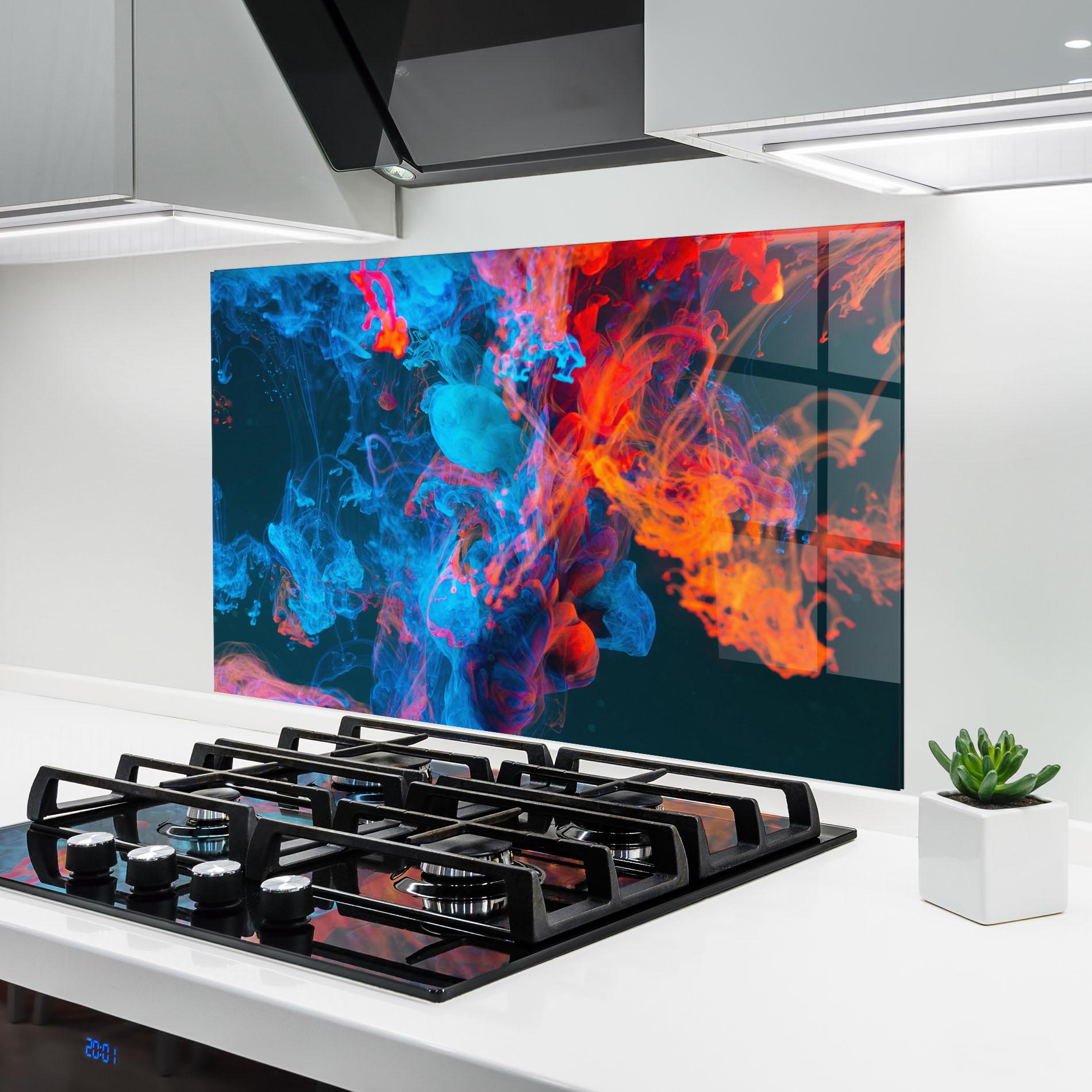 Panou Sticla Bucatarie Abstract Blue And Red mockup 6