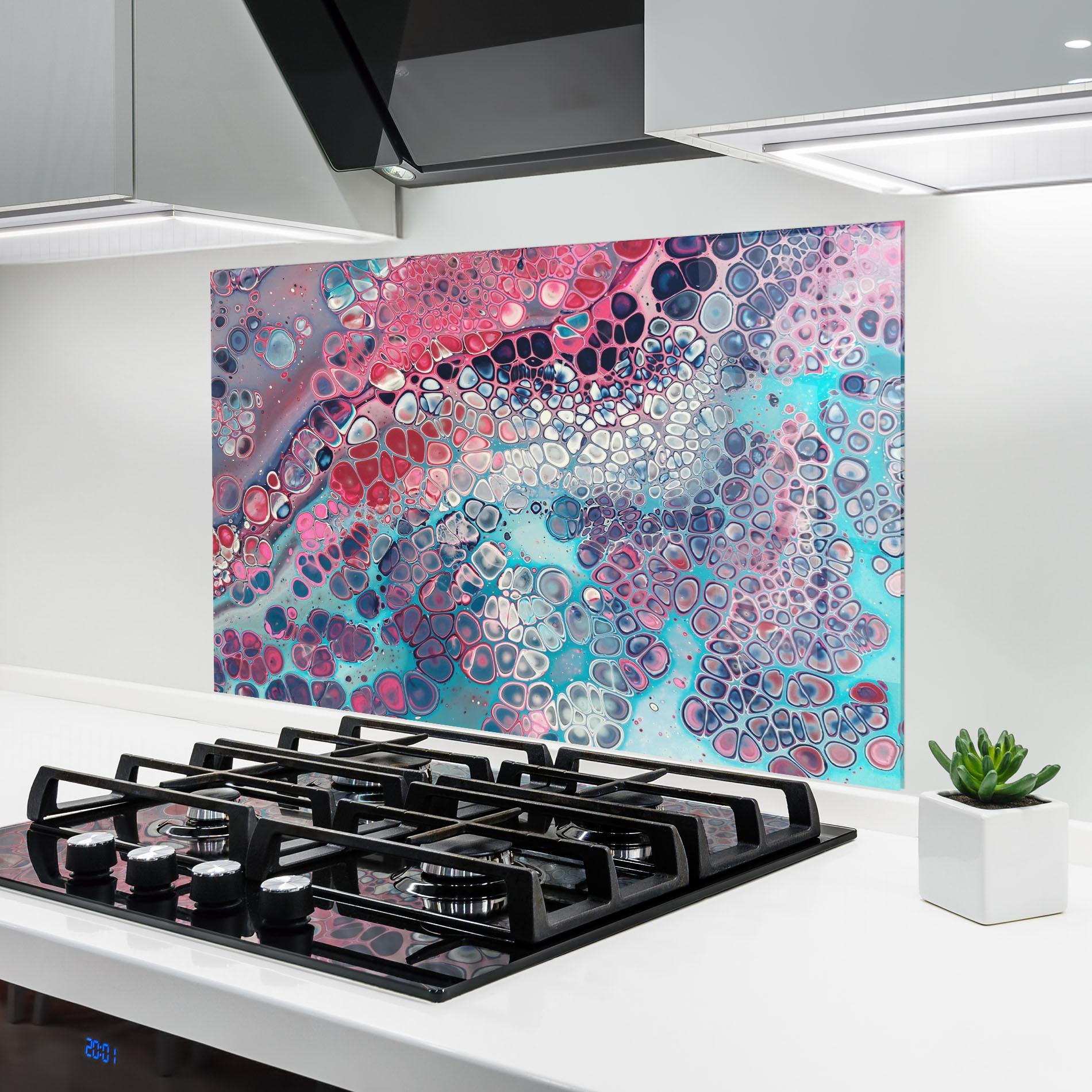 Panou Sticla Bucatarie Abstract Blue Objects mockup 6