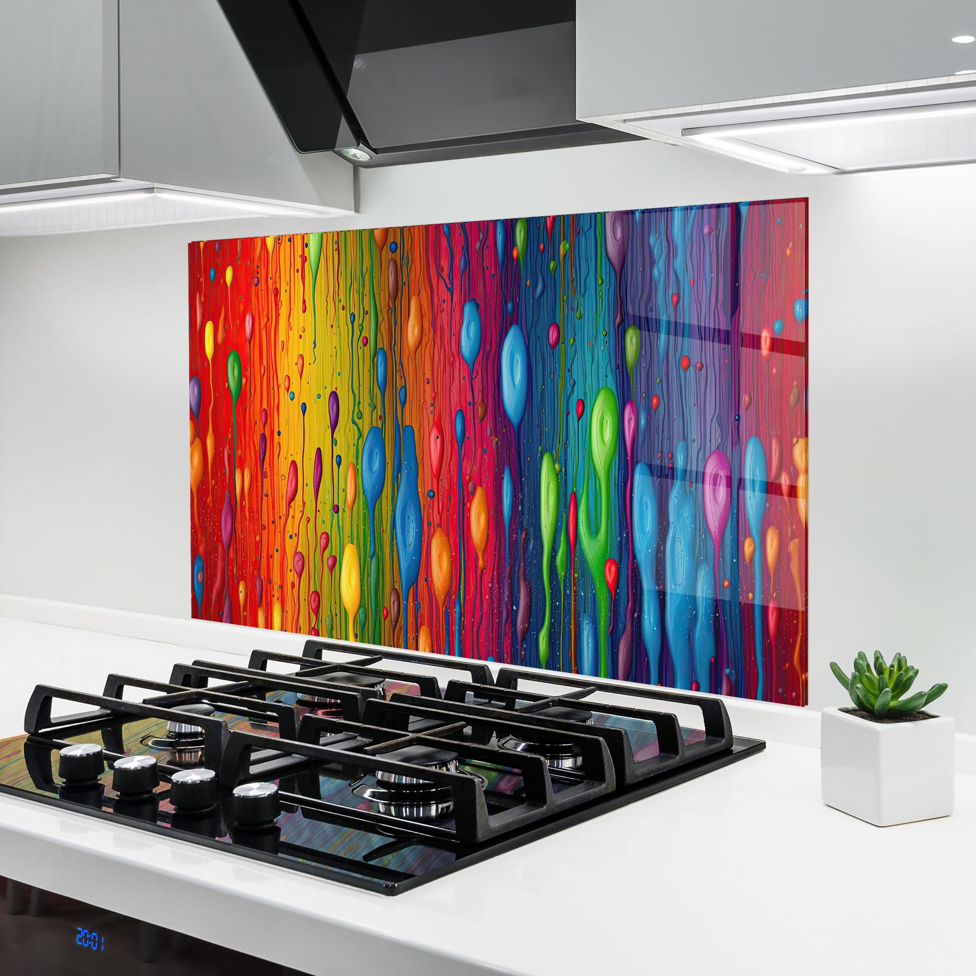 Panou Sticla Bucatarie Abstract Rainbow Pattern mockup 6