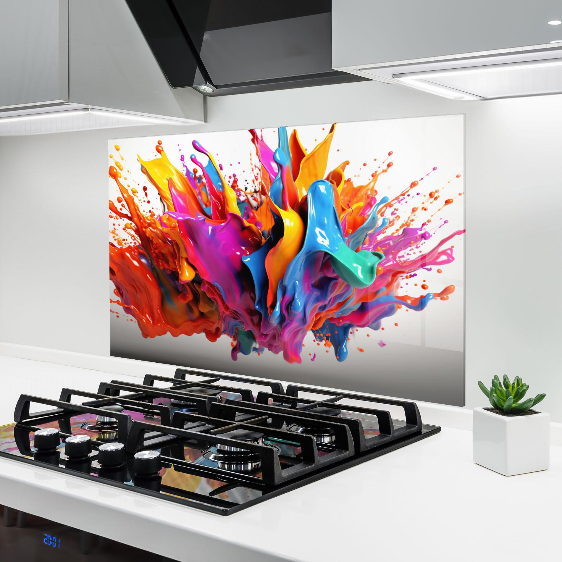 Panou Sticla Bucatarie Blue Yellow Splash mockup 6