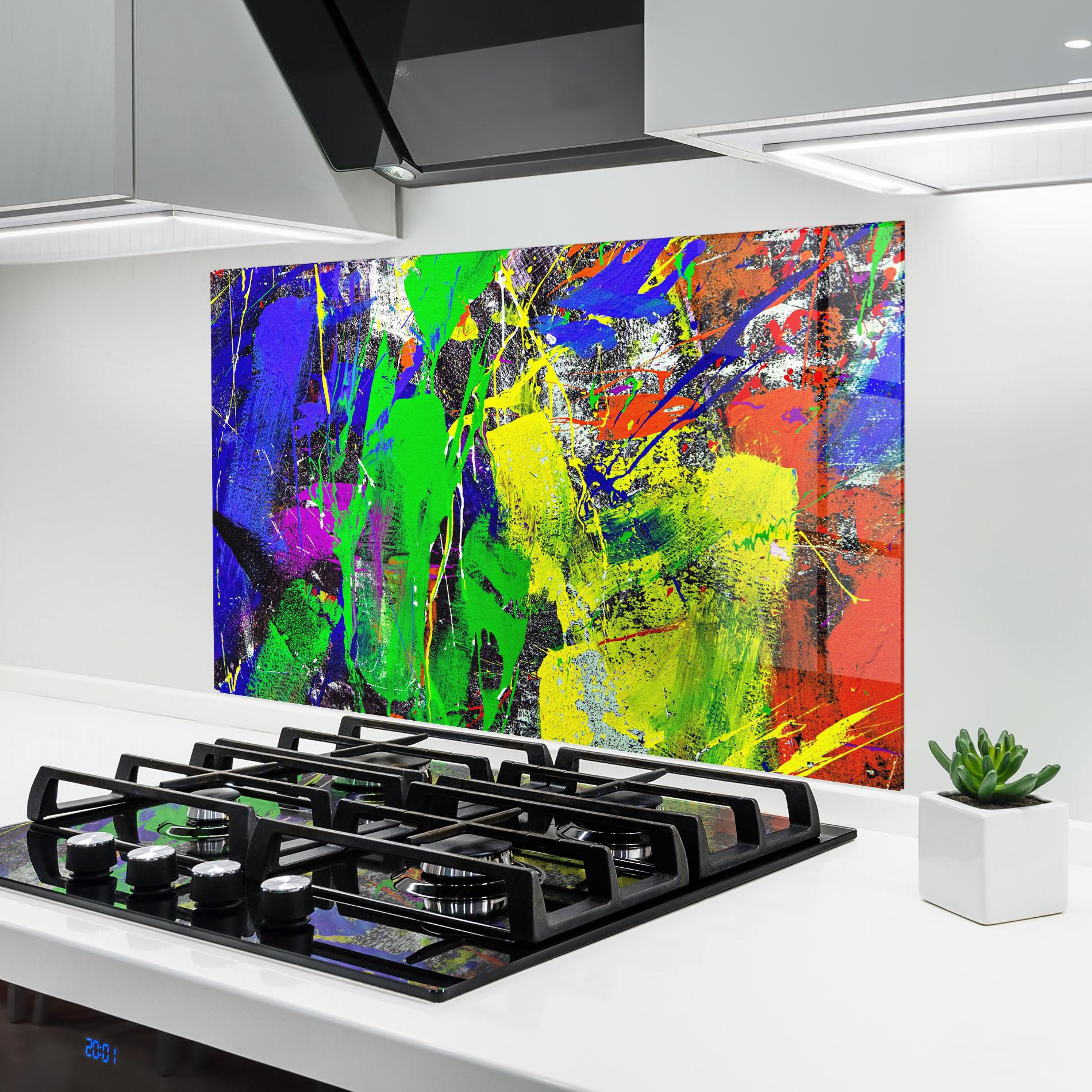 Panou Sticla Bucatarie Color Mix Abstract mockup 6