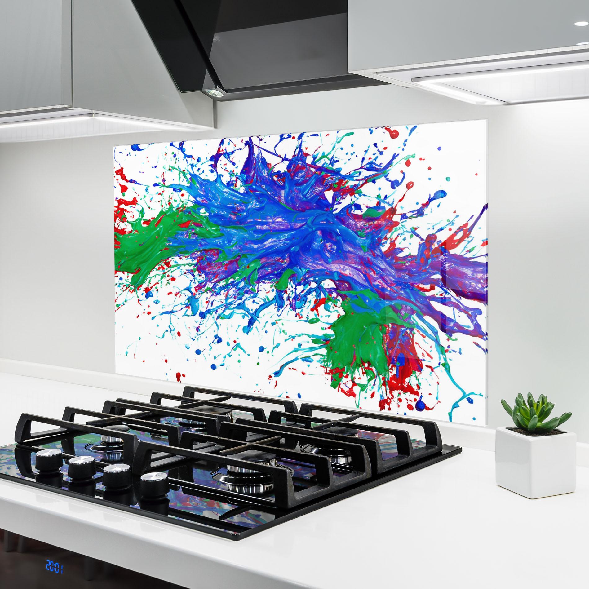 Panou Sticla Bucatarie Colorful Blue Purple mockup 6