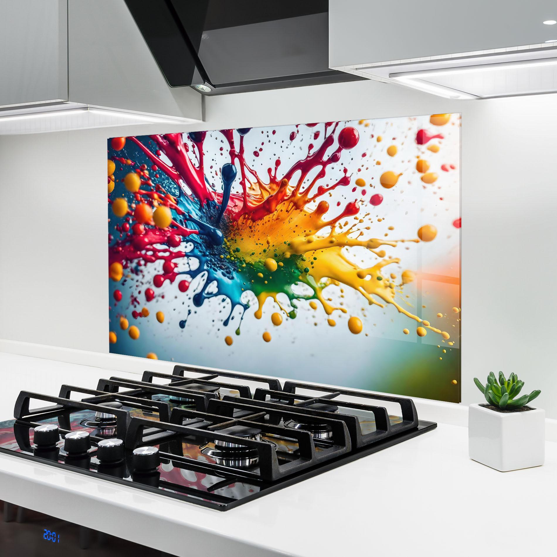 Panou Sticla Bucatarie Colorful Splash Rainbow mockup 6