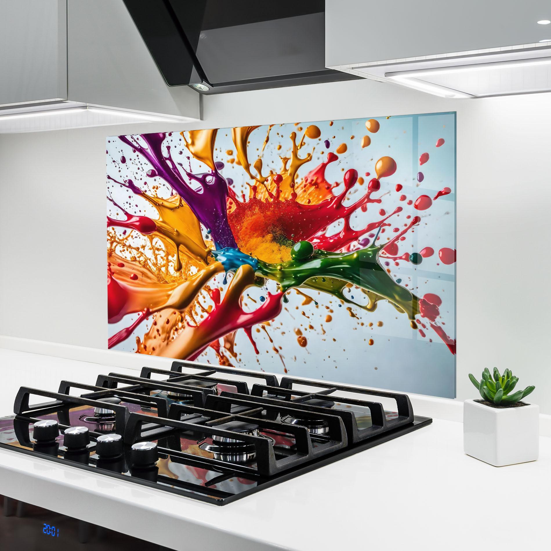 Panou Sticla Bucatarie Colorful Yellow Rainbow mockup 6