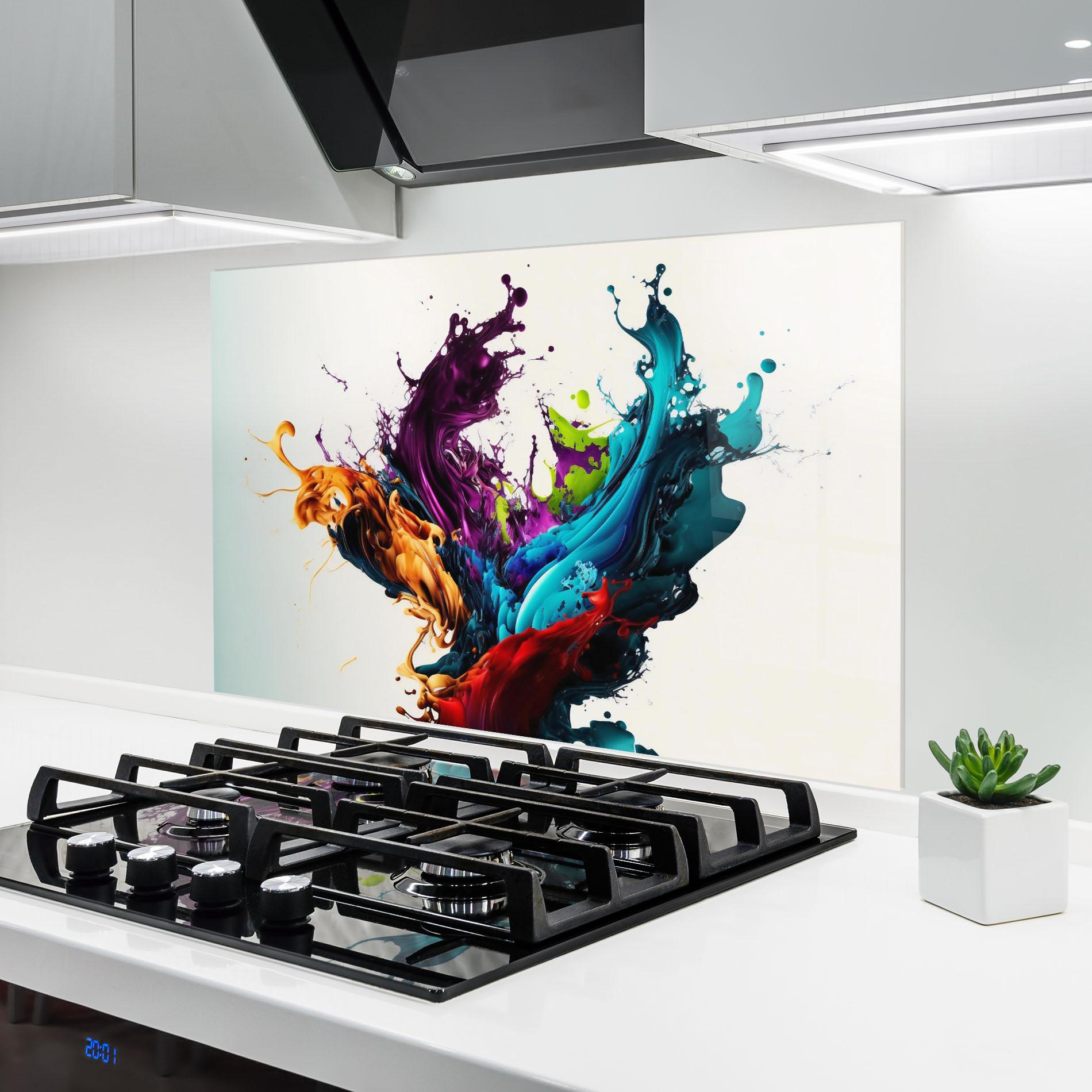 Panou Sticla Bucatarie Dark Purple Splash mockup 6