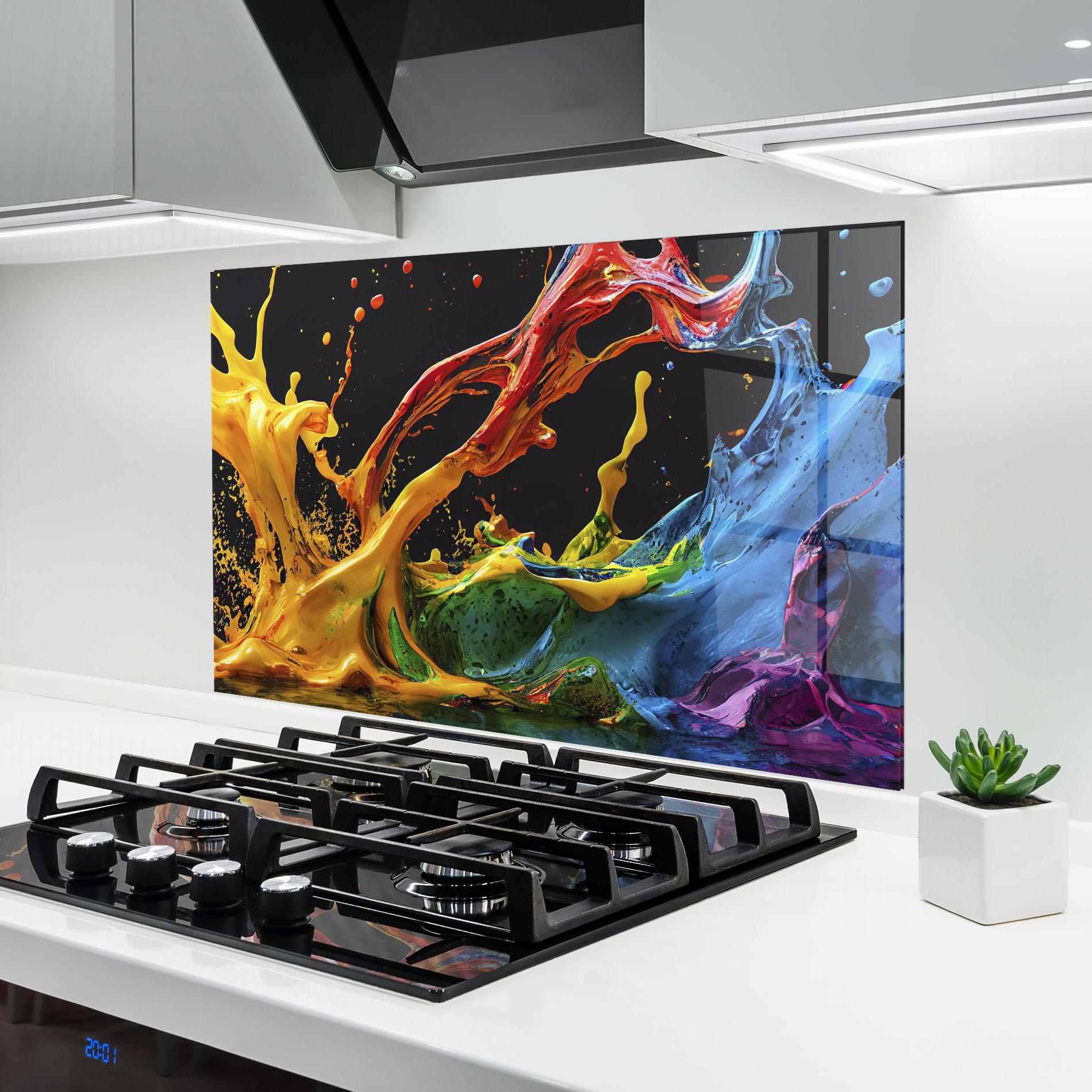 Panou Sticla Bucatarie Floating Yellow Splay mockup 6