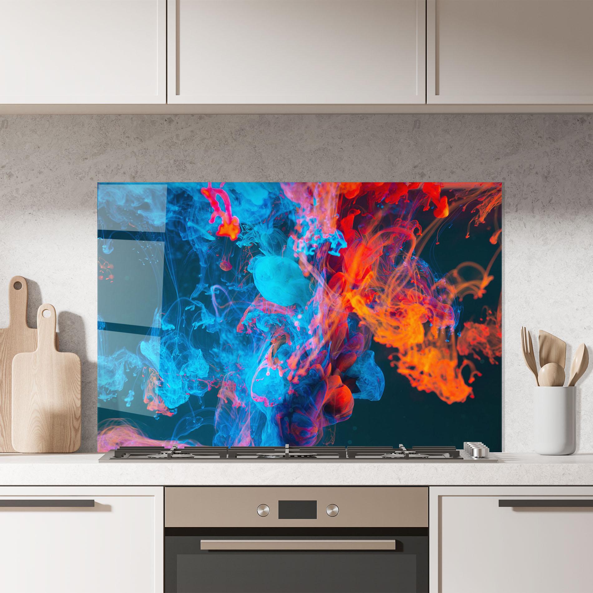 Panou Sticla Bucatarie Abstract Blue And Red mockup 7