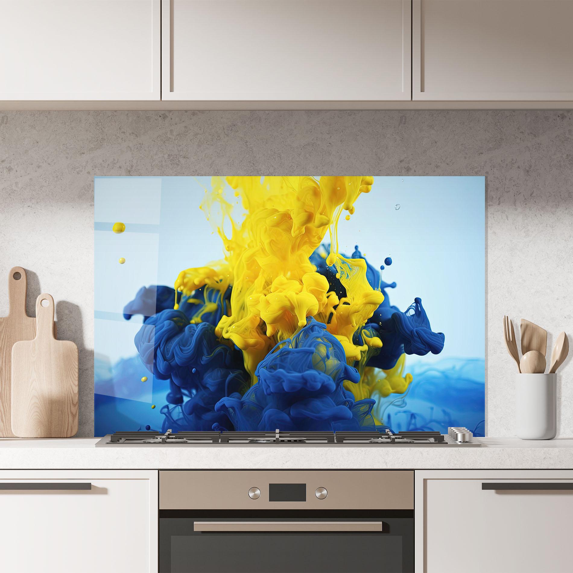 Panou Sticla Bucatarie Blue Yellow Smoke mockup 7