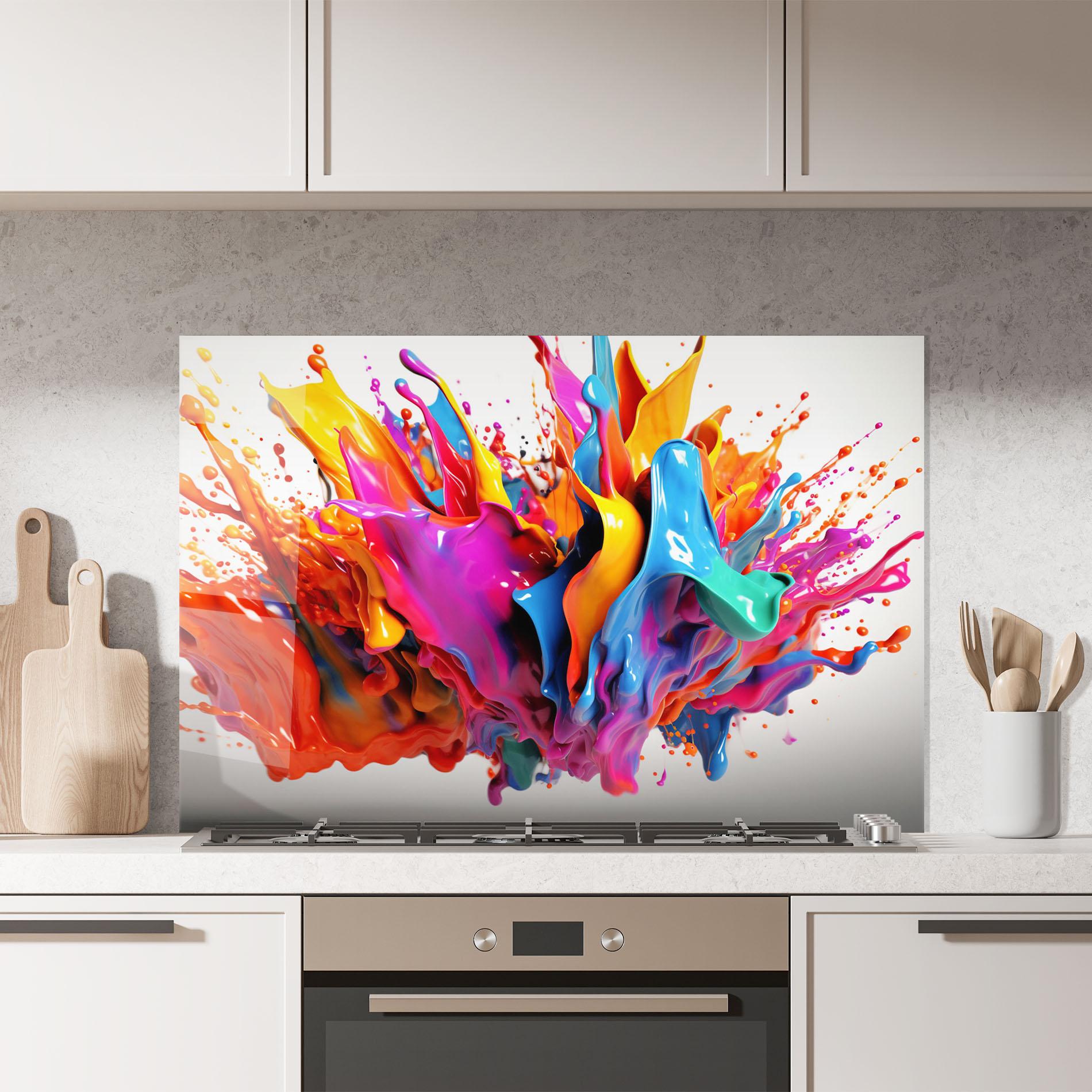 Panou Sticla Bucatarie Blue Yellow Splash mockup 7