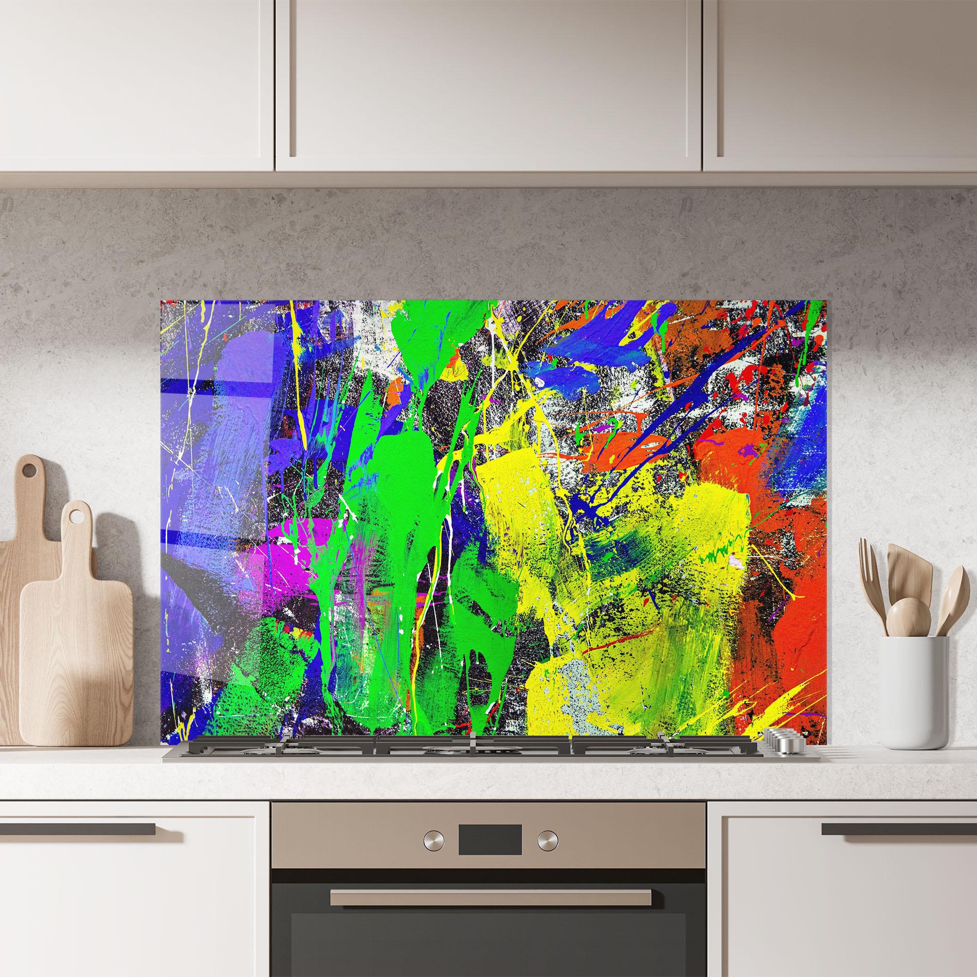 Panou Sticla Bucatarie Color Mix Abstract mockup 7