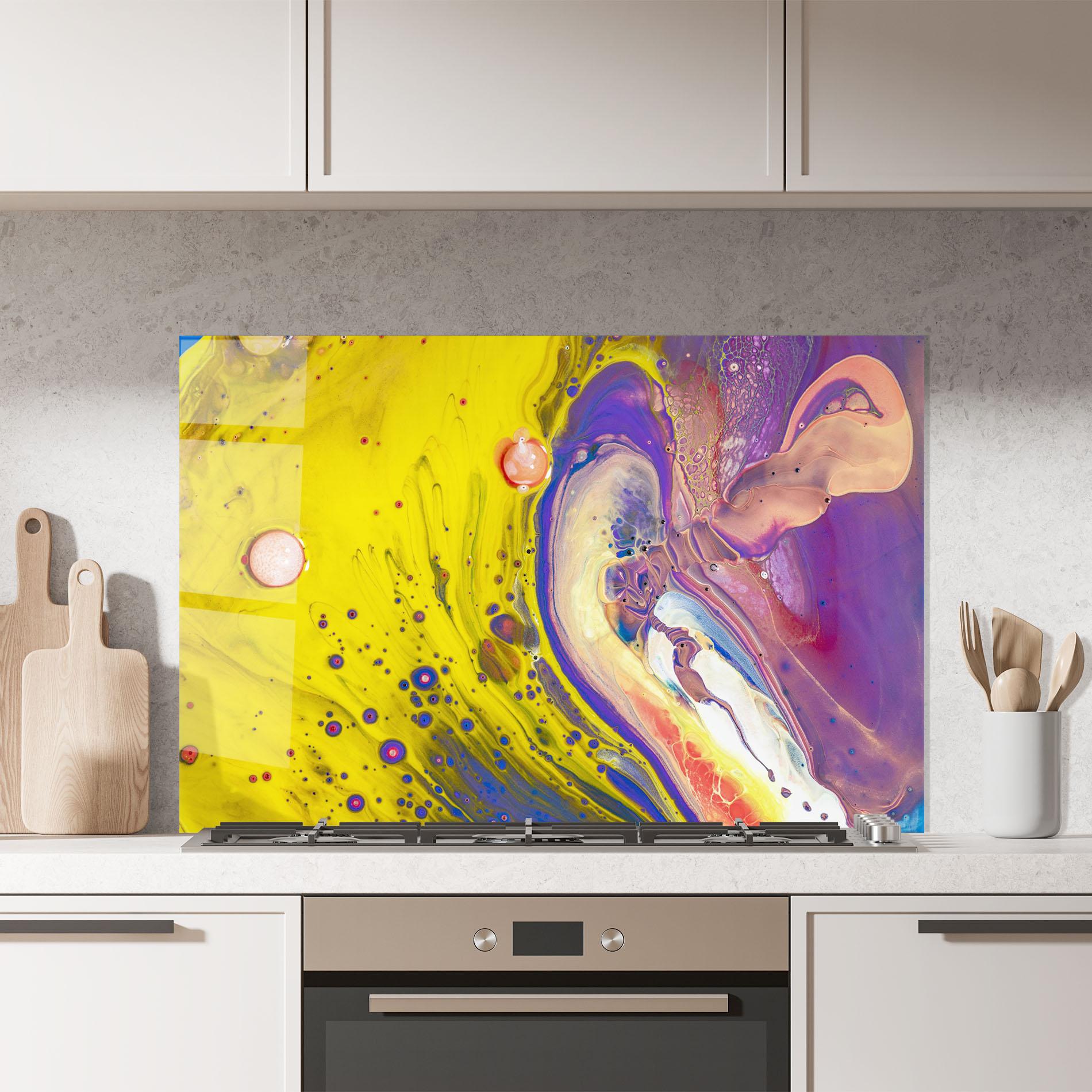 Panou Sticla Bucatarie Colorful Liquid Marble mockup 7