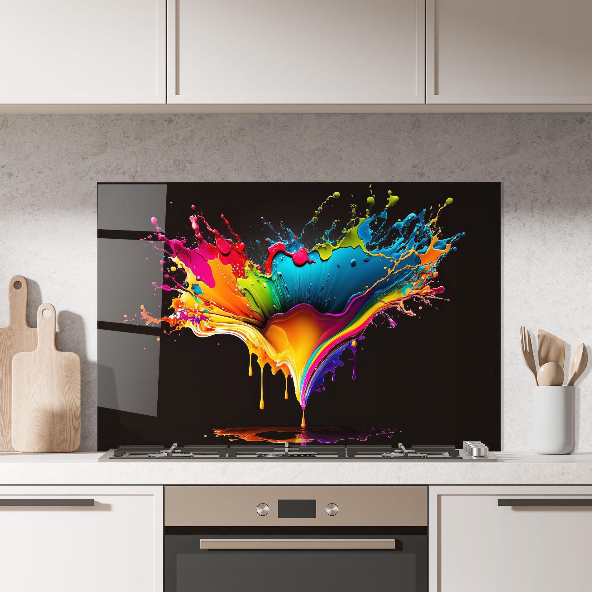 Panou Sticla Bucatarie Colorful Rainbow Splash mockup 7