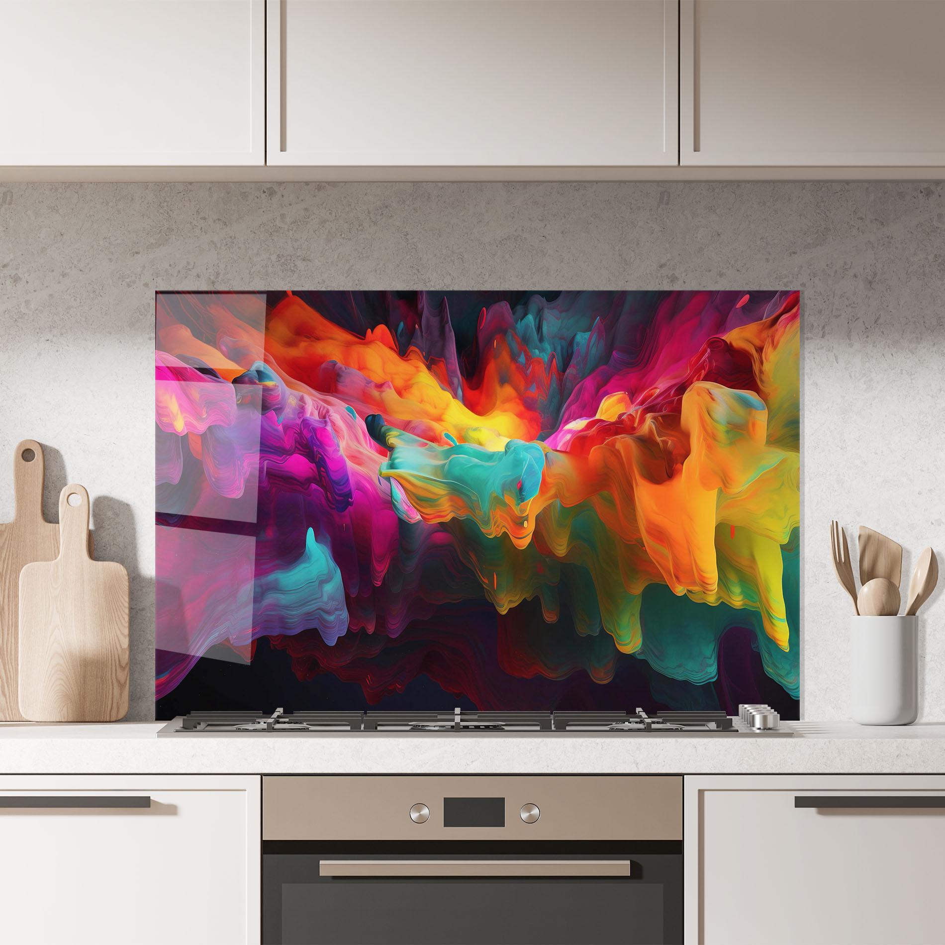 Panou Sticla Bucatarie Colorful Smoke mockup 7