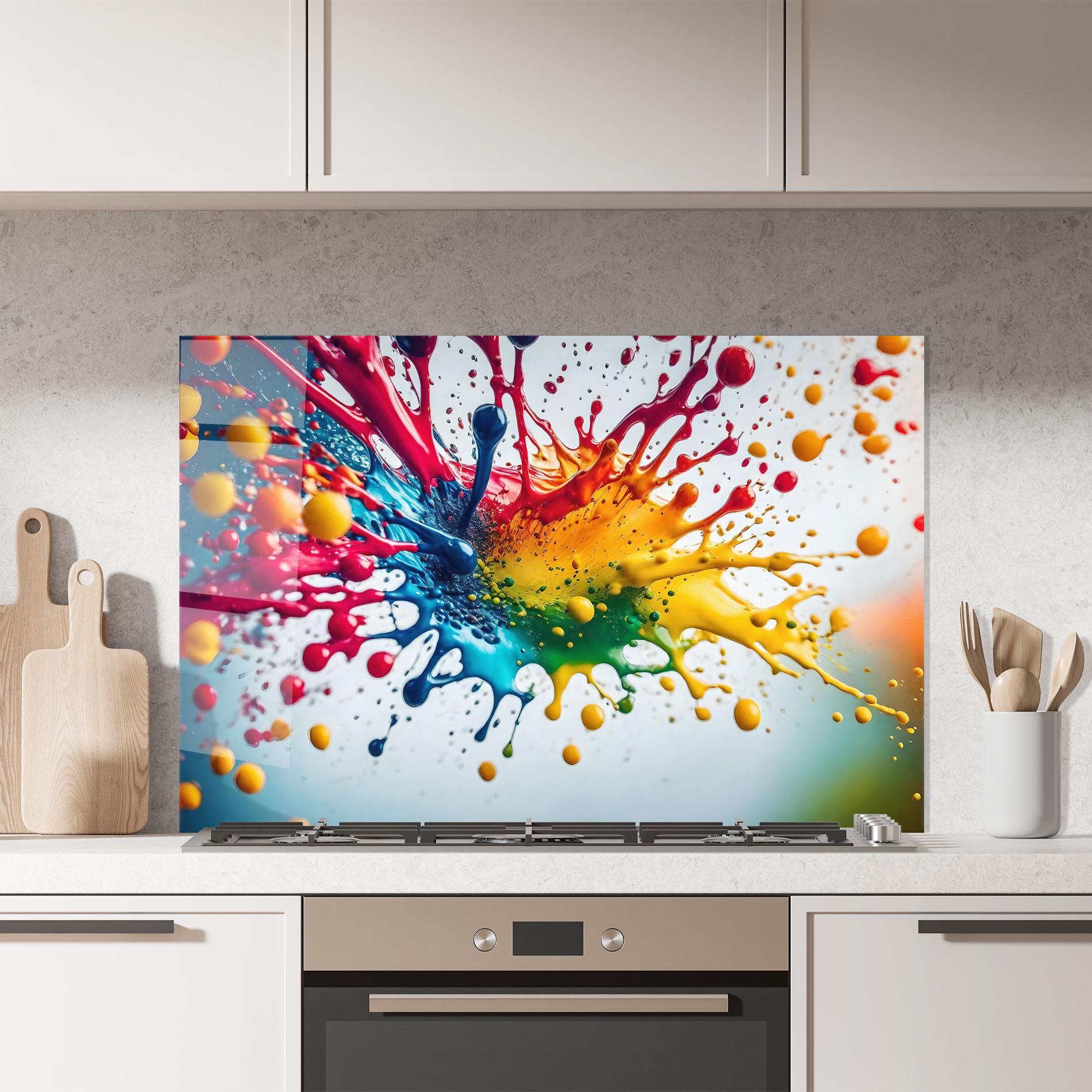 Panou Sticla Bucatarie Colorful Splash Rainbow mockup 7